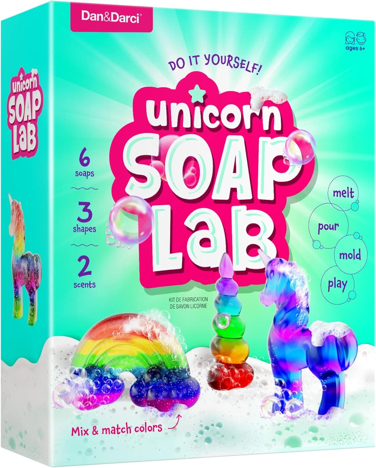 Dan&Darci Unicorn Soap Making Kit - Girls Christmas Crafts DIY Project Age 6+ Year Old Kids - Unicorn Girl Gifts - Science Activity Teenage Gift - Make Your Own Soap - Craft Toys Ages 6 7 8 9 10 11 12 - Image 2