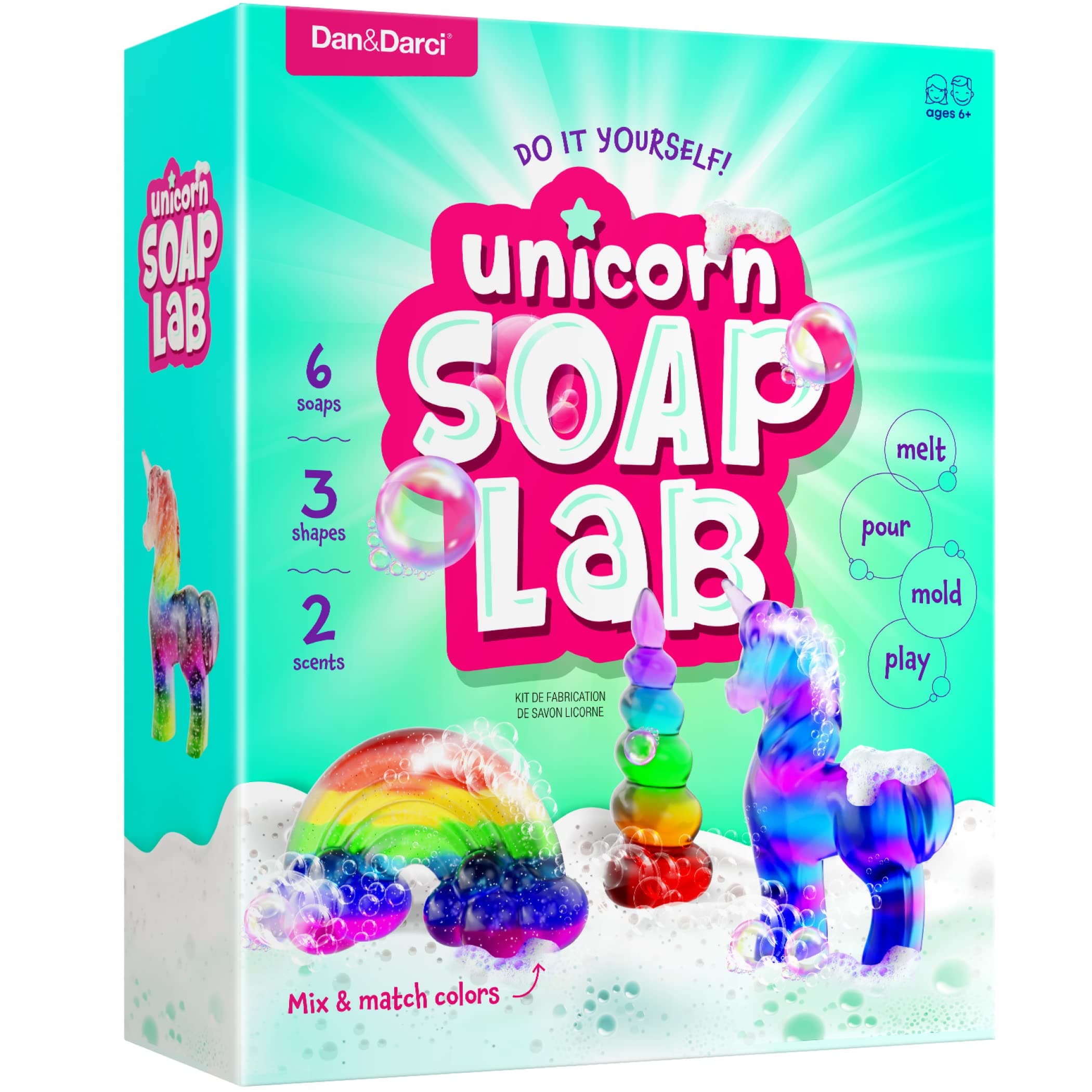 Dan&Darci Unicorn Soap Making Kit - Girls Christmas Crafts DIY Project Age 6+ Year Old Kids - Unicorn Girl Gifts - Science Activity Teenage Gift - Make Your Own Soap - Craft Toys Ages 6 7 8 9 10 11 12