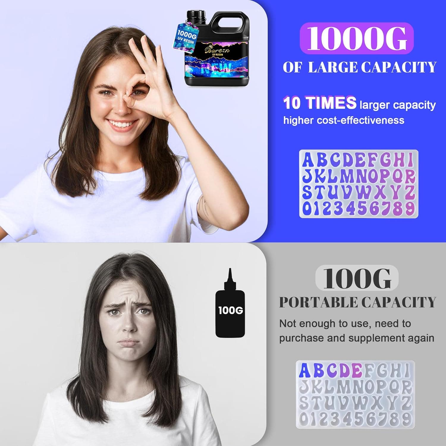 Bsrezn 1000g UV Resin Bulk, High Hardness & Crystal Clear Premixed Resina UV for Jewelry Making (1000g) - Image 3