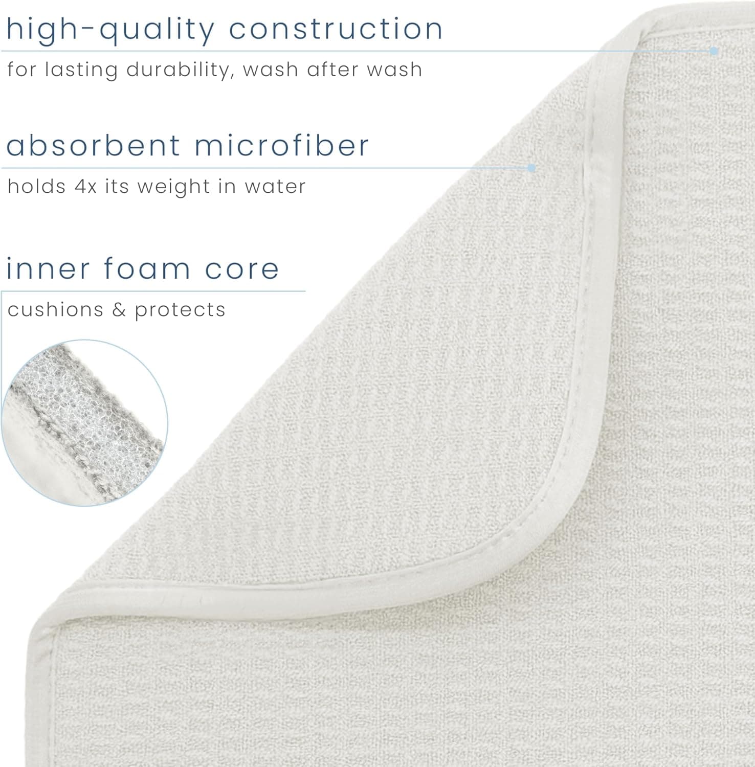 S&T INC. Dish Drying Mat, 16” x 18”, Absorbent Microfiber Kitchen Counter Mat, Dish Drying Pad for Dishes, Utensils, Pots and Pans, Large, Cream Cream 16" x 18" - Image 4