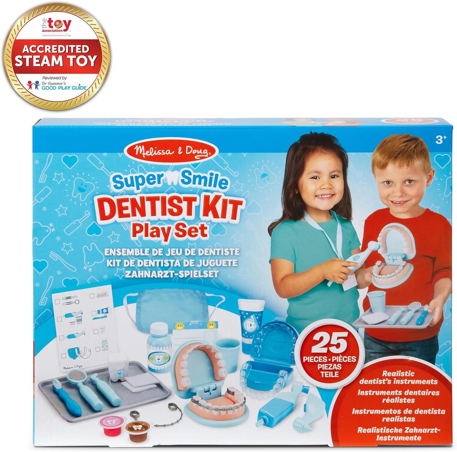 Melissa & Doug Super Smile Dentist Play Set, 25-Piece Dentist Kit with Oversized Teeth, Large Tools & Accessories, Kids Toys for Girls & Boys 3+ - Image 4