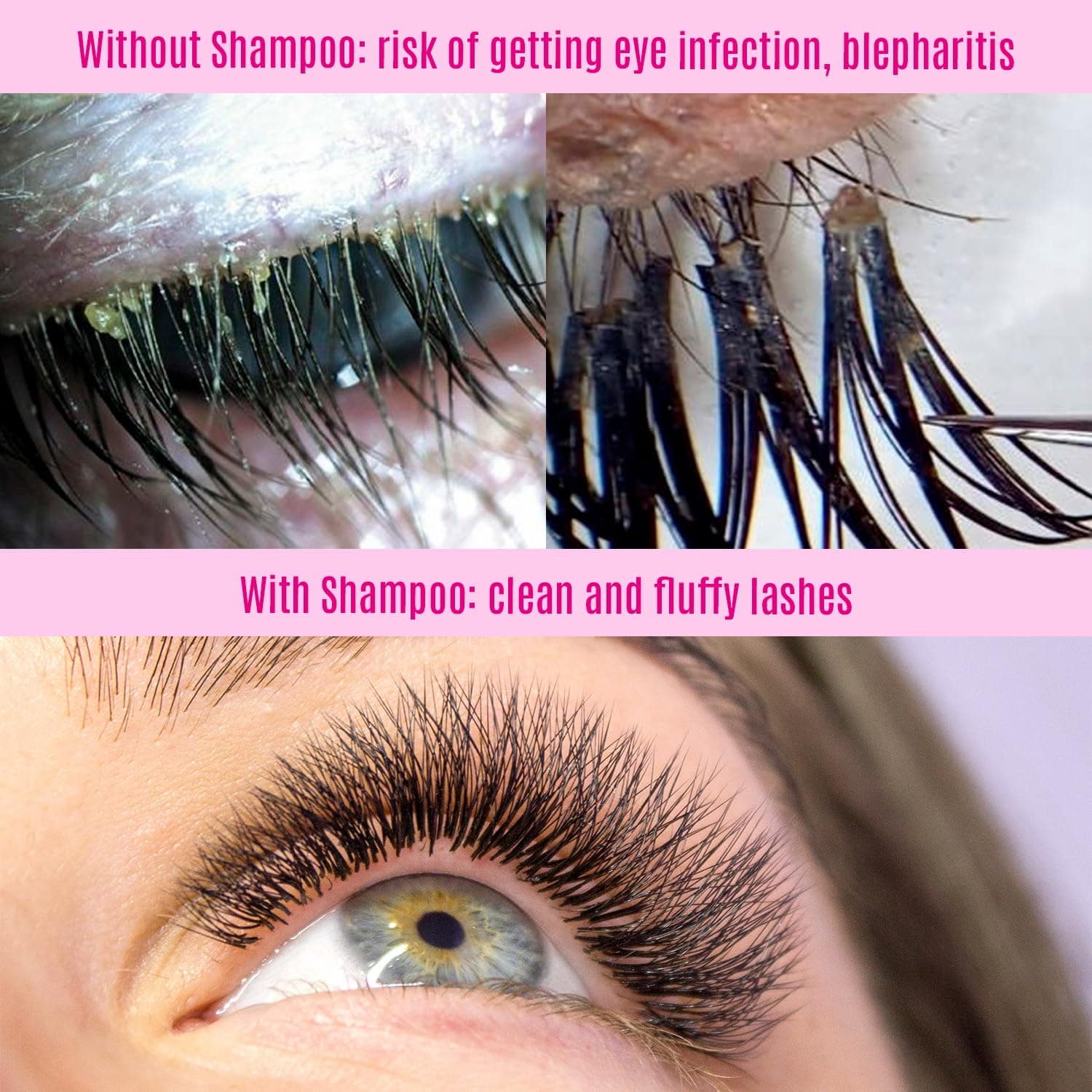 STACY LASH Lash Shampoo Kit Foaming Cleanser with Eye Lash Spoolies & Rinse Bottle & Cleansing Pad & Brush for Eyelash Extensions & Clusters & Natural Eyelashes 1.69 fl oz (50 ml) Lash Shampoo Kit - Image 10