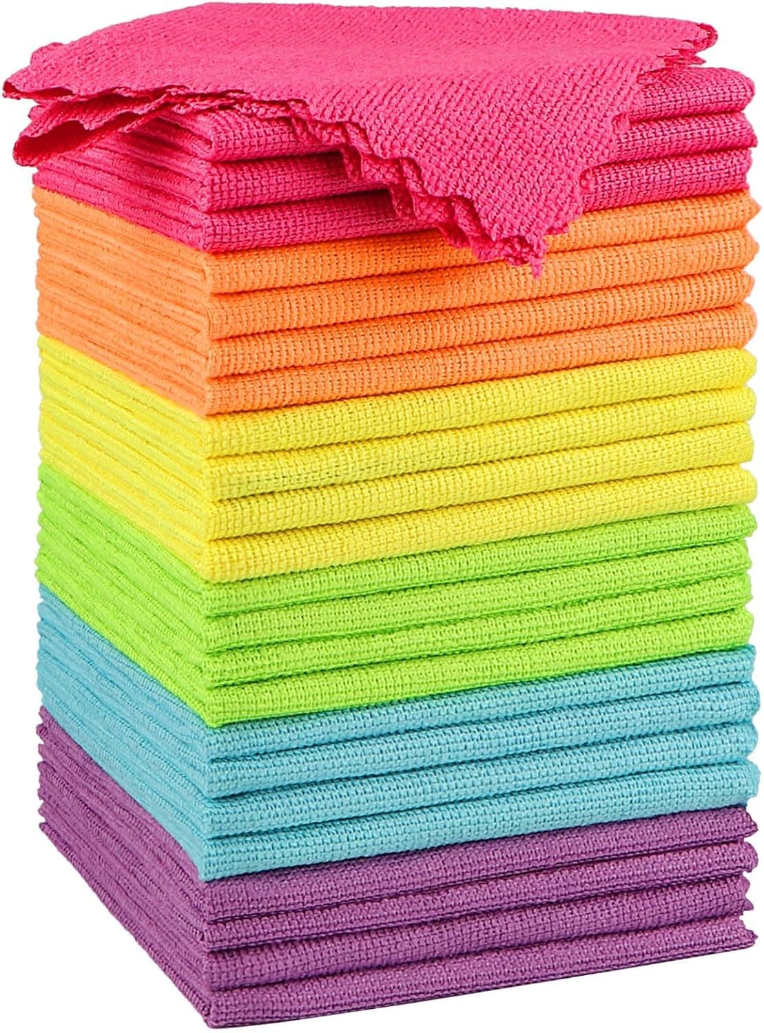 Orighty Microfiber Cleaning Cloth, 24 Pack Highly Absorbent Cleaning Rags, Household Cleaning Supplies, Reusable Lint Free Cloths Microfiber Rag for House, Kitchen, Car Care, 12x11 inch Multicolor 24 Pack - Image 2