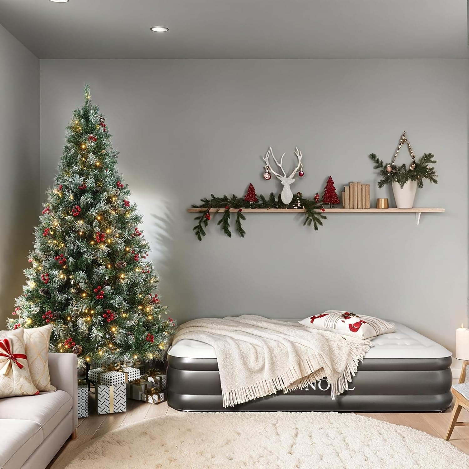 Prelit Christmas Tree with Lights 6ft - Premium Artificial Christmas Tree, with 874 Branch Tips and 250 Warm Lightsm, Support Automatique, Easy Assembly,Perfect Choice for Xmas Decorations Green 6ft - Image 4