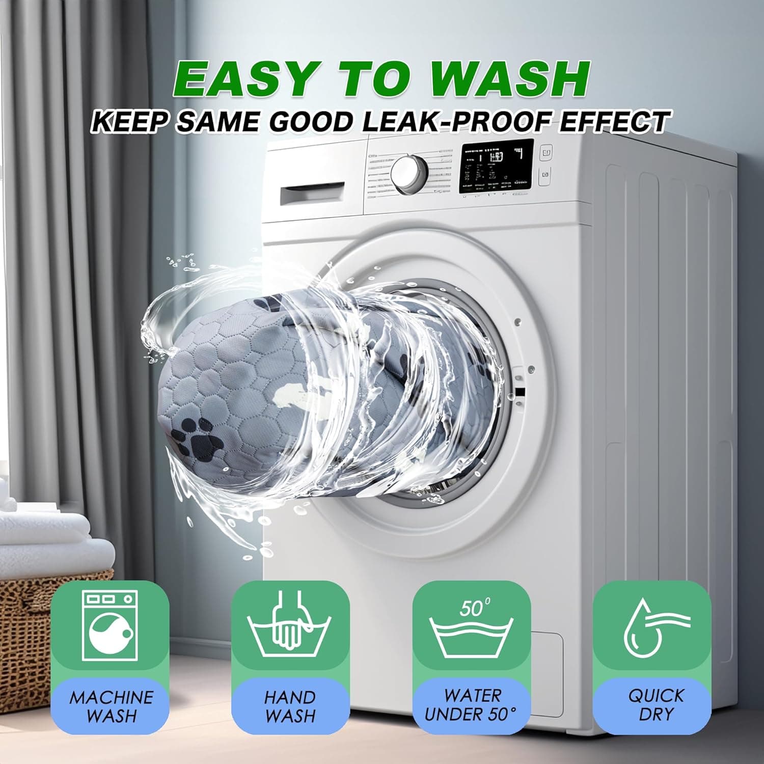 Washable Pee Pads for Dogs, 4 Pack Absorbent Reusable Training Dog Pads Pet Puppy Pads, Non-Slip Potty Pads for Whelping, Playpen, Crate, Bed, Grey 18"x24" Gray 18"x24"(Pack of 4) - Image 7