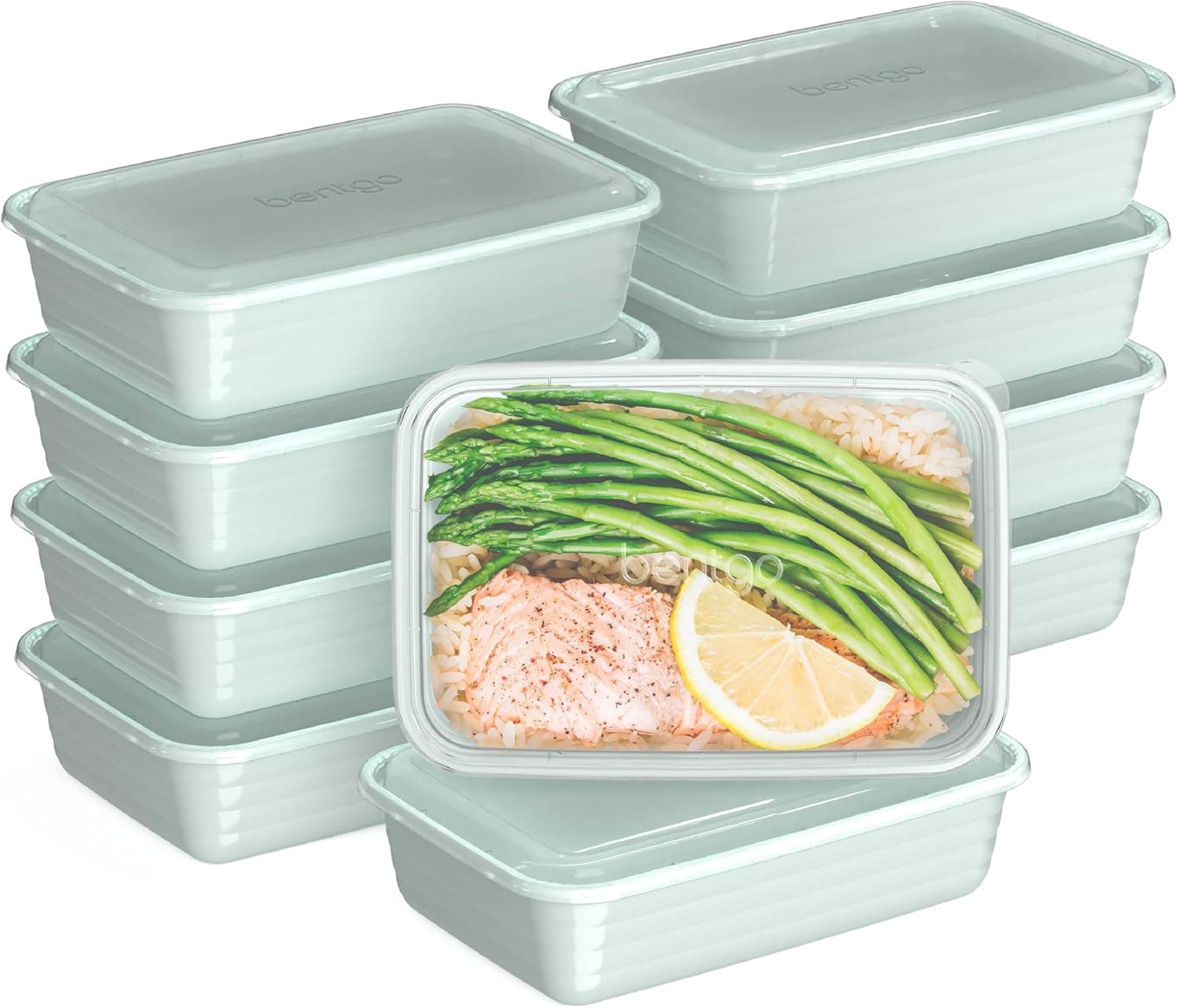 Bentgo Prep - 20-Piece 1-Compartment Reusable Meal Prep Containers with Lids, PFAS & BPA Free Materials, Durable, Microwave, Freezer, & Dishwasher Safe To Go Food Storage (Mint) - Image 2
