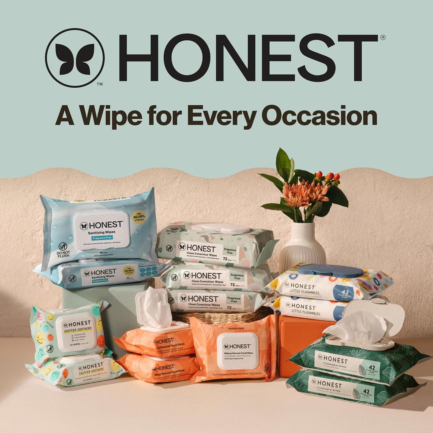 The Honest Company Hypoallergenic Multi-Use Baby Wipes for Sensitive Skin, Geo Mood, 60 Count Geo Mood 60 Count (Pack of 1) - Image 9