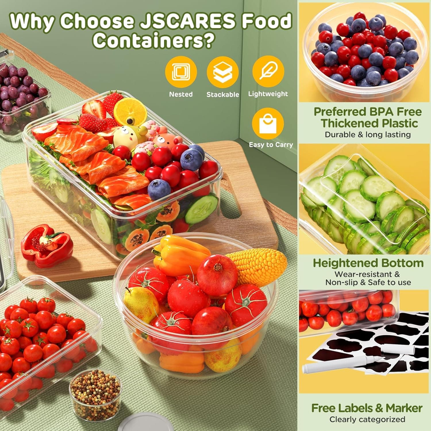 40 PCS Food Storage Containers with Lids Airtight (20 Lids &20 Containers) - Leakproof Meal-Prep Containers for Kitchen Storage Reusable Plastic Microwave/Dishwasher Safe with Labels & Pen 20 Pack - Image 5