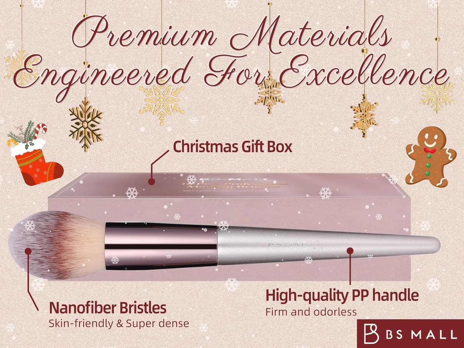 BS-MALL Makeup Brush Set 18 Pcs Premium Synthetic Foundation Powder Concealers Eye shadows Blush Makeup Brushes with black case A-Champagne - Image 8