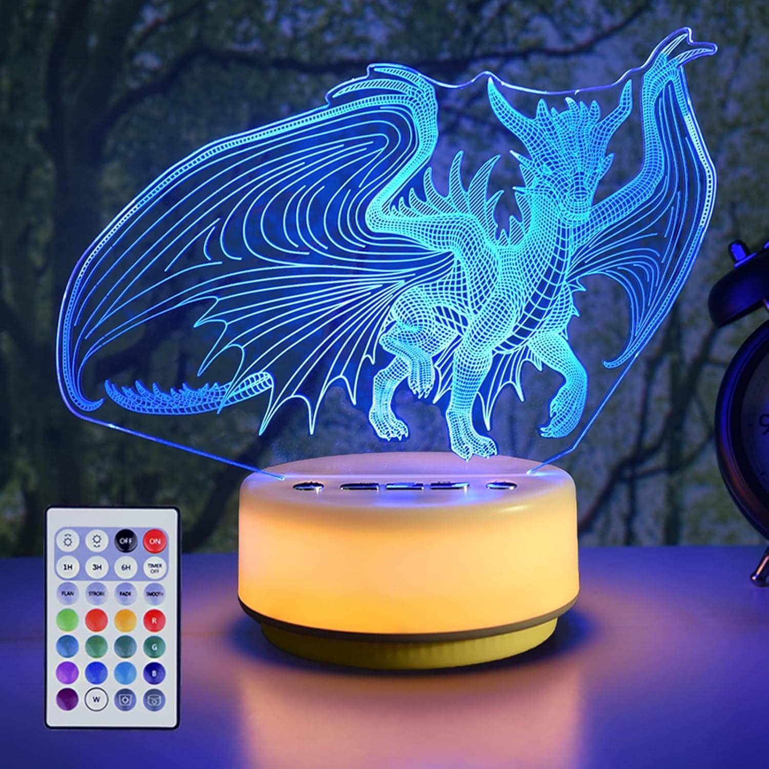 Night Light Spyro Dragon Toys,14 Color + Warm White Base LED Decor Light, Entity&Remote Control Christmas Birthday Gifts to Kids & Girls(New Generation) - Image 2