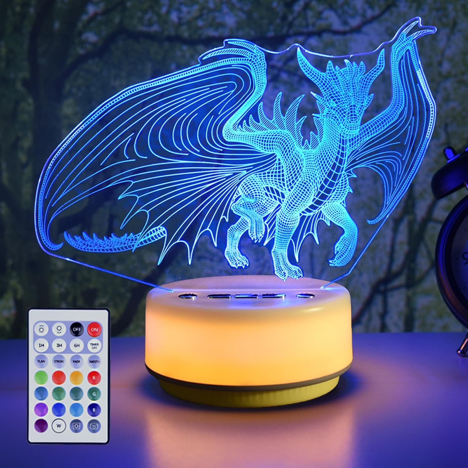 Night Light Spyro Dragon Toys,14 Color + Warm White Base LED Decor Light, Entity&Remote Control Christmas Birthday Gifts to Kids & Girls(New Generation)