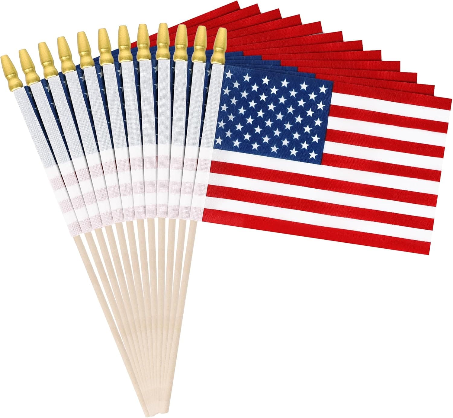 12 Pcs Small American Flags on Stick, 6x4 In 4th of July Decorations, Mini Patriotic USA Flag, Fourth of July Decorations, Hand Held July 4th Flag for Veterans Day Decorations Gifts Favors Accessories - Image 2