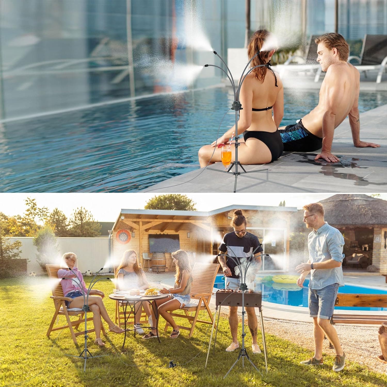 Standing Misters for Outside Patio, Adjustable Height 5.3 FT Stand Misting System for Cooling Outdoor, Portable Water Mister for Mist Playing, Patio Cooling, Backyard, Porch, Sprinkler (Gray) - Image 5