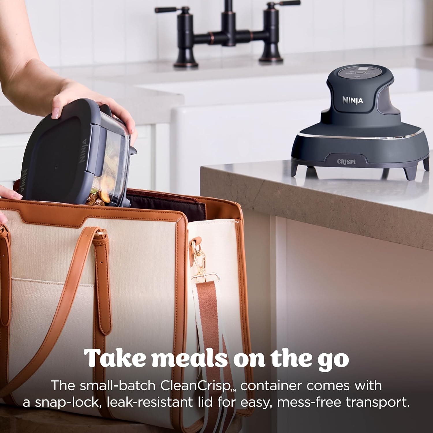 Ninja Crispi 4-in-1 Portable Glass Air Fryer Cooking System, 1500W, 4QT & 6-Cup TempWare Glass Containers with Storage Lids, Microwave, Freezer & Dishwasher Safe, Cyberspace Gray, FN101GY Navy - Image 12