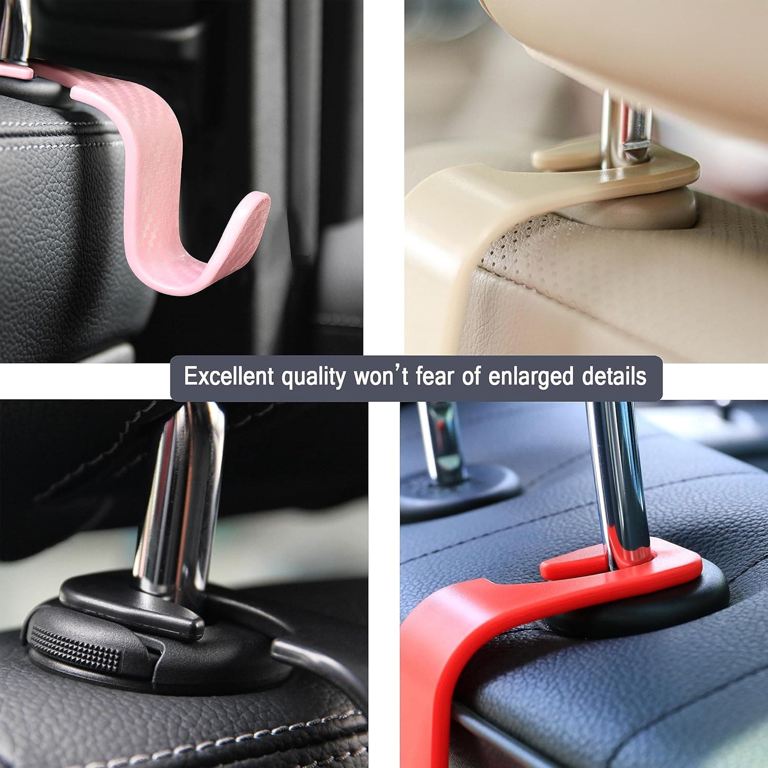 Amooca Car Seat Headrest Hook 4 Pack Hanger Storage Organizer Universal for Handbag Purse Coat fit Universal Vehicle Car Black S Type - Image 10