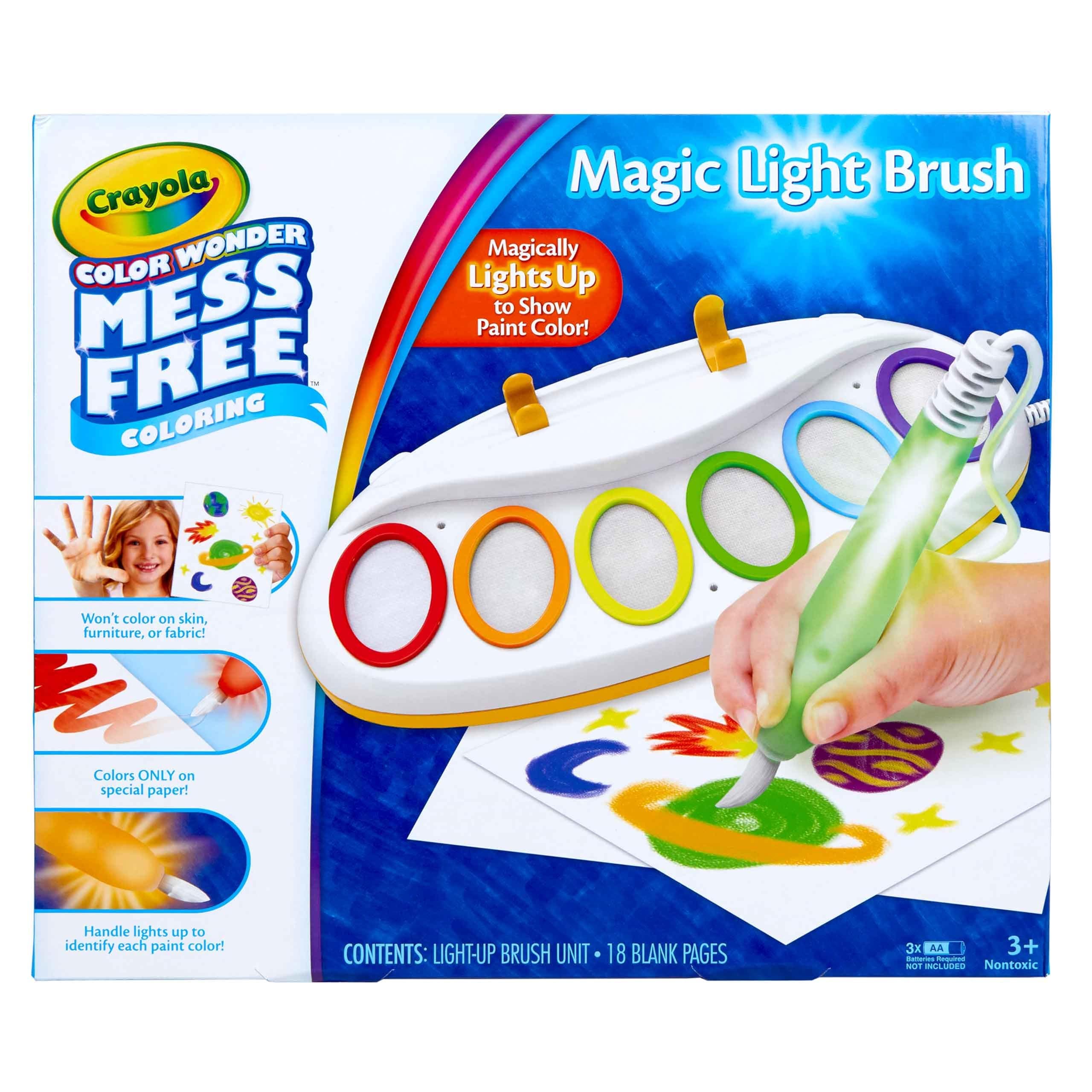 Crayola Color Wonder Magic Light Brush, Estación de Pintura Sin Desorden para Niños, Juguetes y Actividades para Niños Pequeños, Regalos de Vacaciones y Navidad para Niños, Edades 3+