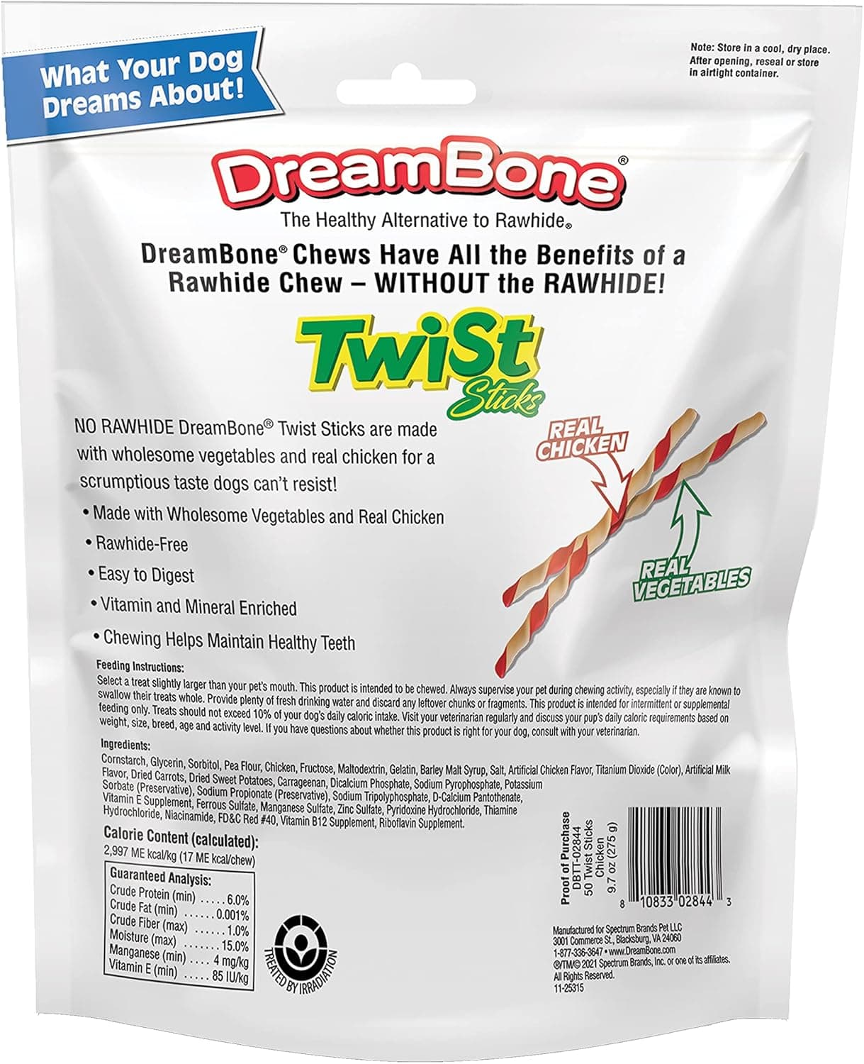 DreamBone Twist Sticks, Made With Real Chicken, Rawhide-Free Chews for Dogs, 50 Count Chicken 9.7 Ounce (Pack of 1) - Image 4