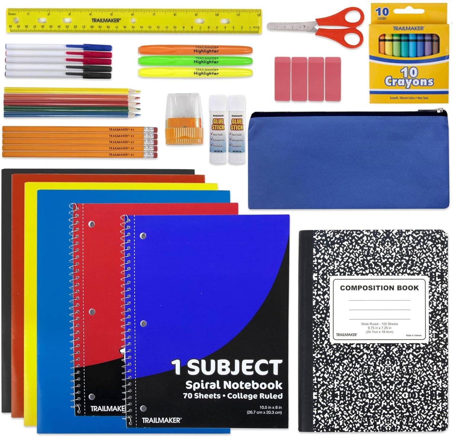 Kit de Suministros Escolares de 45 Piezas Grados K-12 - Esenciales Escolares Incluye Carpetas, Cuadernos, Lápices, Bolígrafos y Mucho Más! - Image 8