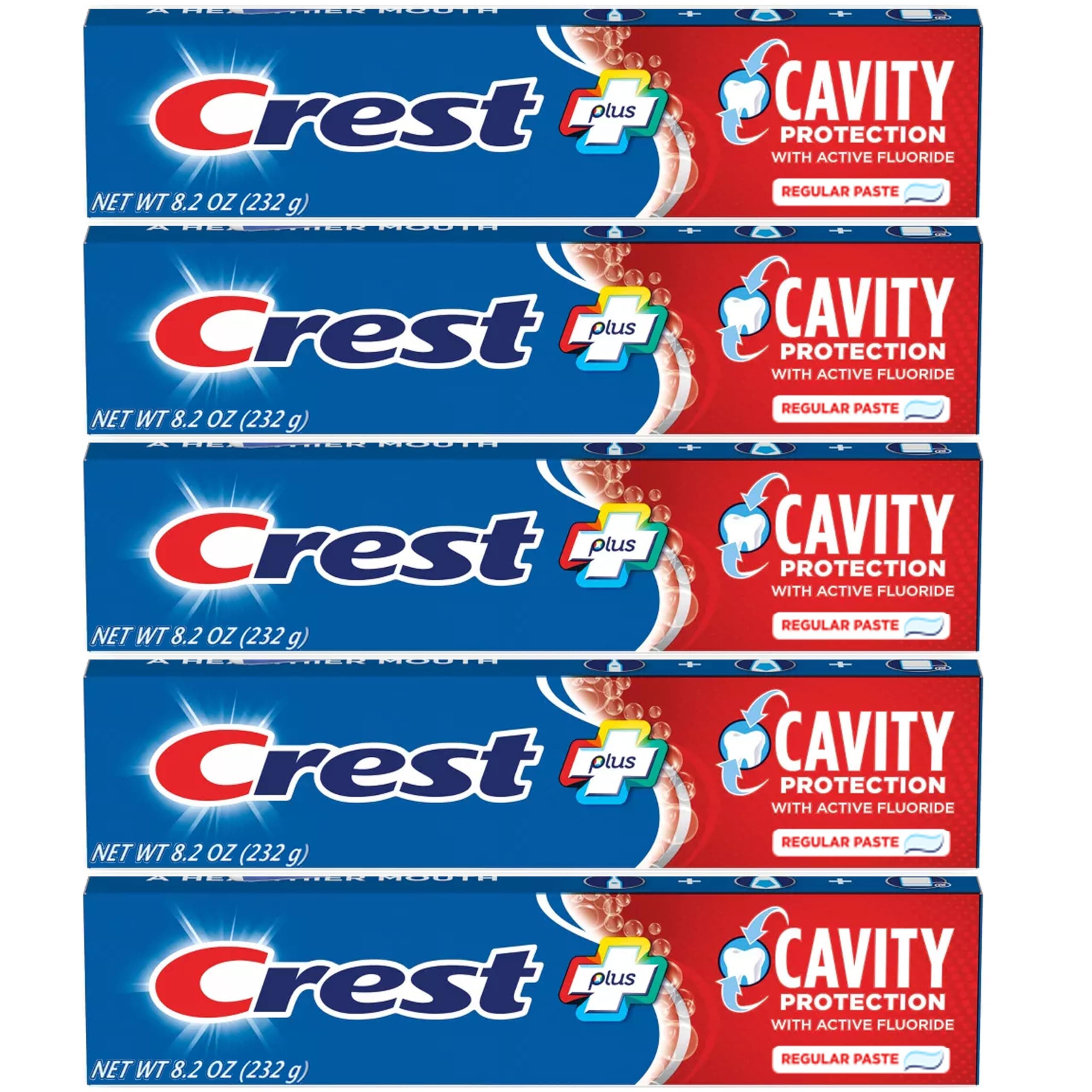 Crest Fluoride Anticavity Toothpaste, Prevents Cavities Before They Start, Regular Paste, 8.2 Ounce (Pack of 5) Mint 8.2 Ounce (Pack of 5)