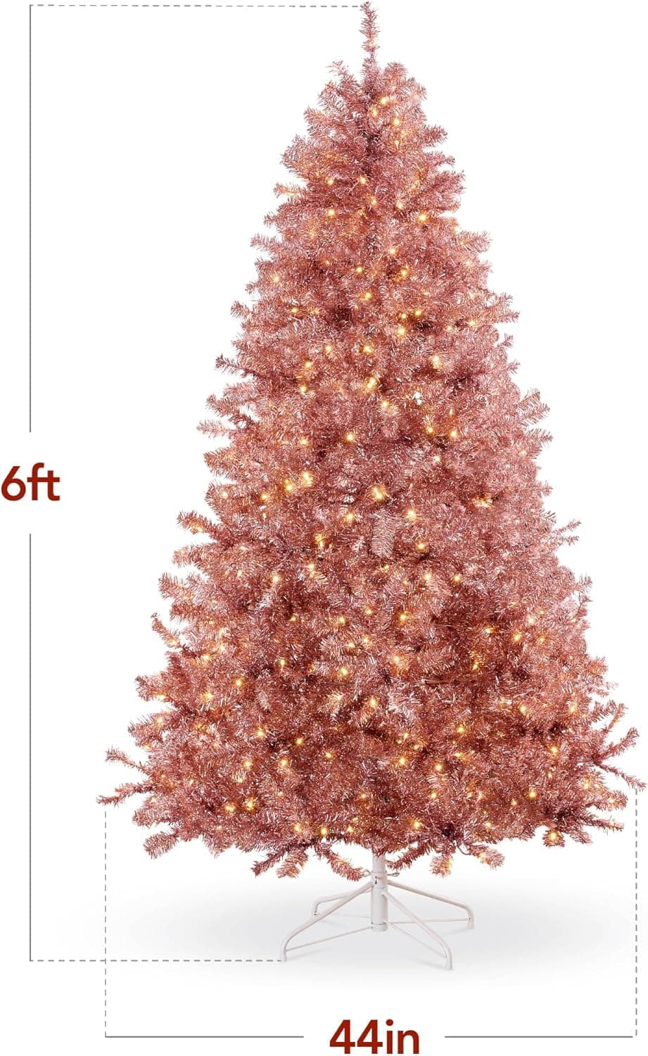 Best Choice Products 6ft Prelit Tinsel Christmas Tree, Artificial Seasonal Holiday Decoration w/ 1,000 Branch Tips, Stand - Pink Pink 6ft - Image 8