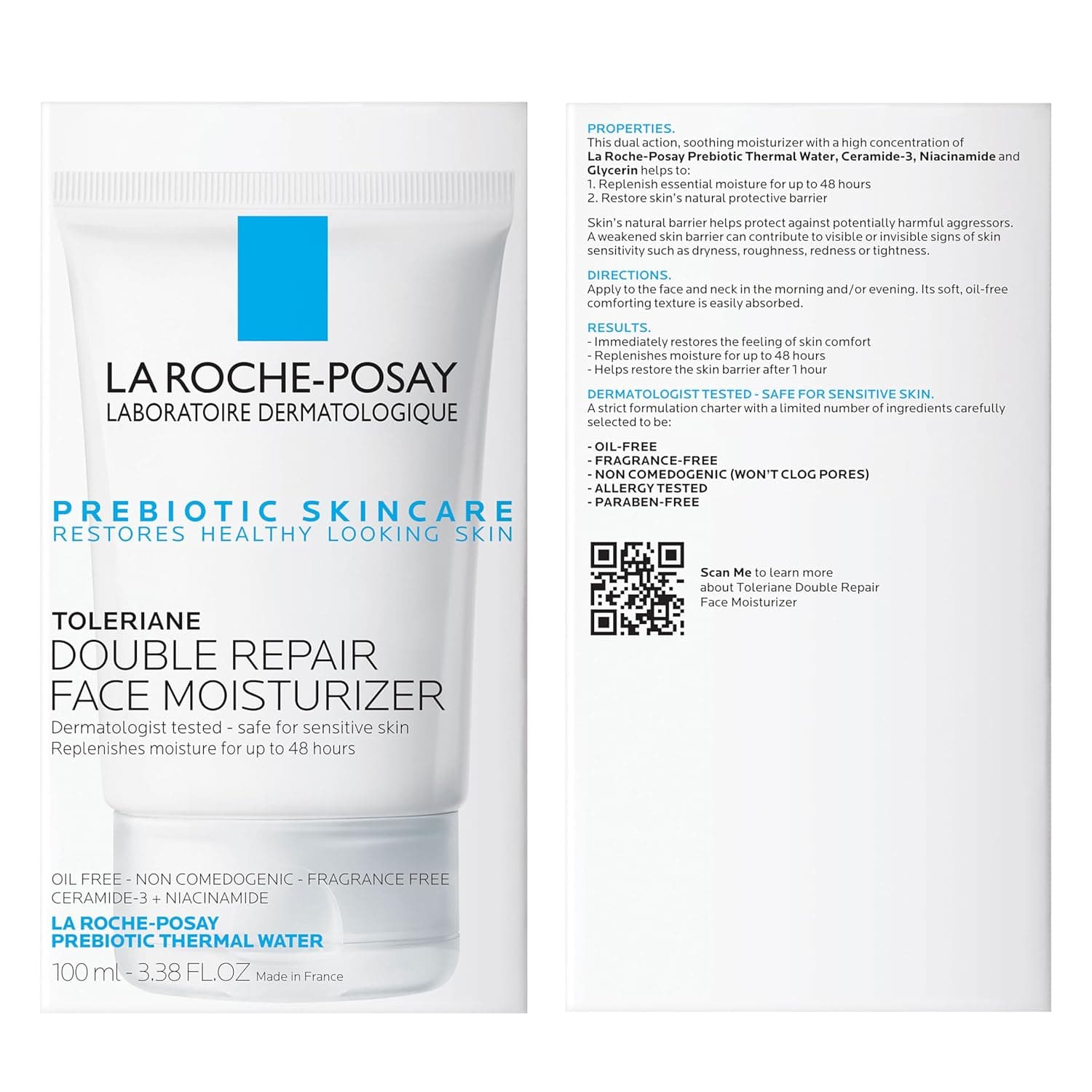 La Roche-Posay Toleriane Double Repair Face Moisturizer, Daily Moisturizer Face Cream with Ceramide & Niacinamide for All Skin Types, Immediate Comfort & Long Lasting Hydration, Fragrance Free 3.38 Fl Oz (Non SPF) - Image 10