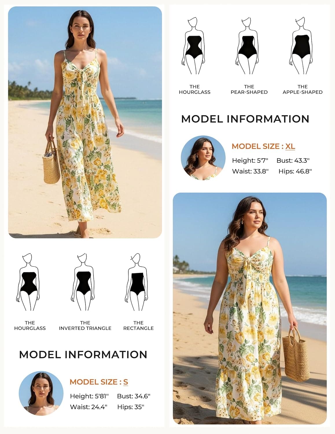 GRACE KARIN Women's 2026 Summer Maxi Dress Floral Tie Front Spaghetti Strap Casual Boho Beach Flowy Sundress with Pockets Large White Yellow Flowers - Image 5