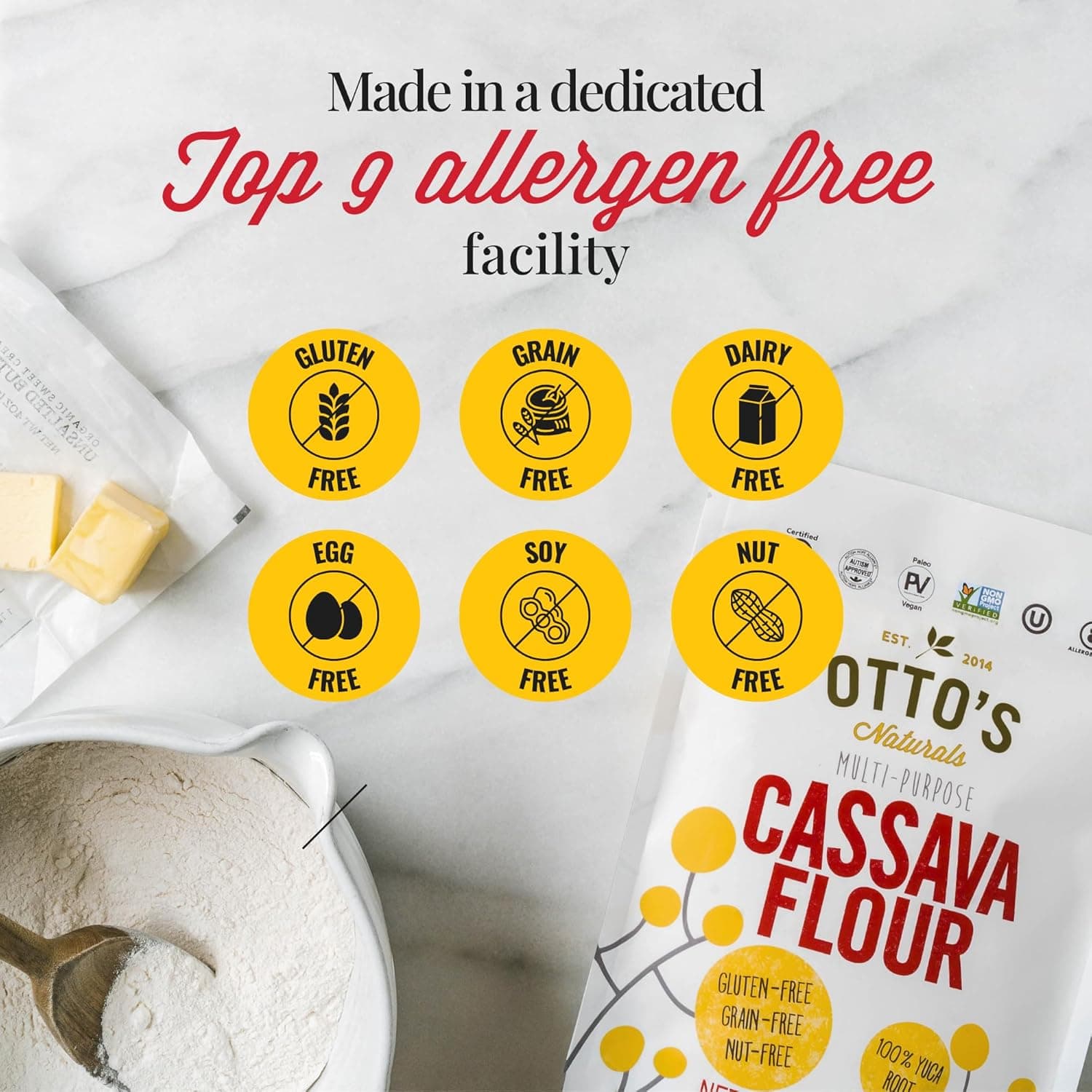 Otto's Naturals Multi-Purpose Cassava Flour, Non-GMO, Gluten-Free, Grain, Nut and Gum-Free, 1-to-1 Wheat Flour Alternative, Paleo, AIP, 2 lb 2 Pound (Pack of 1) - Image 7