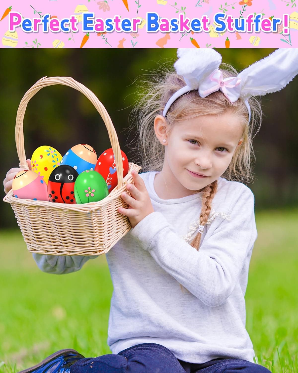 6 Pack Wooden Percussion Musical Shaker, Toddlers Stocking Stuffers, Baby Christmas Stocking Easter Basket Stuffers Egg Fillers Easter Gifts Montessori Toys for Kids Boys Girls 6 pcs - Image 4