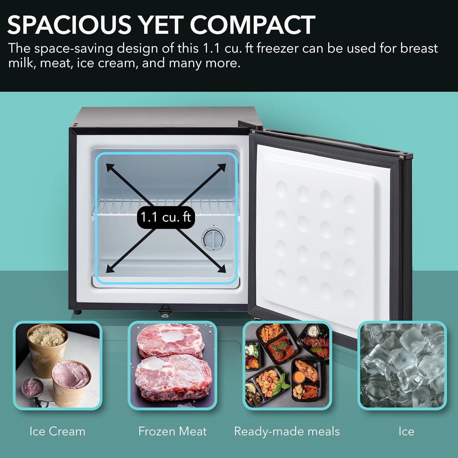 Whynter Upright Small Freezer Mini Freezer with Lock for Bedrooms, Dorms, Garages, Offices CUF-110B, Black Energy Star, 1.1 Cu Ft 1.1 Cubic Feet Black - Image 6