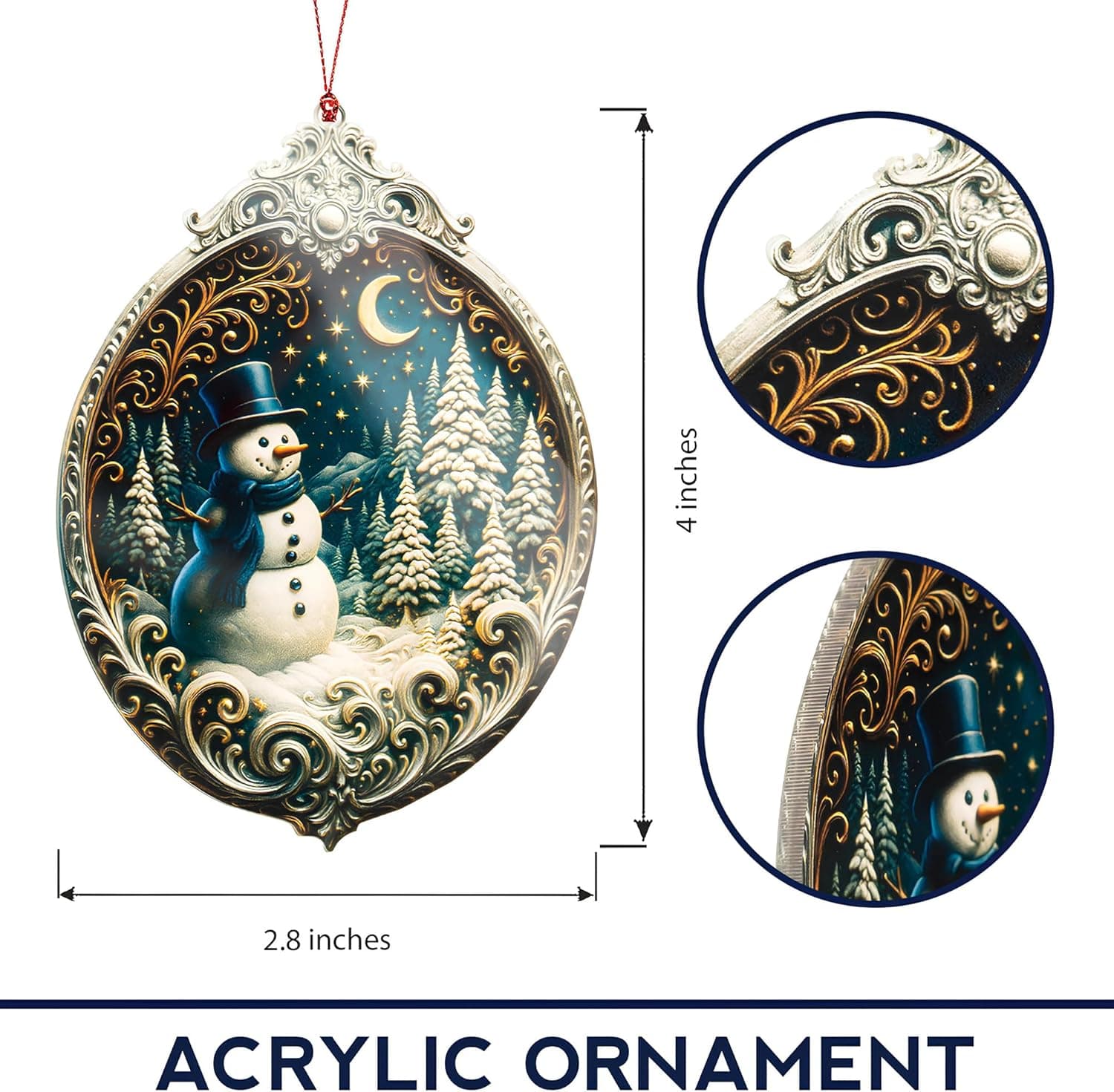 Christmas Ornament 2025 - Snowman Ornament - Snowman Ornaments for Christmas Tree - Acrylic Christmas Ornaments - Christmas Ornament 2025 - White Elephant Gifts - Xmas Tree Funny Decoration Snowman1 - Image 3