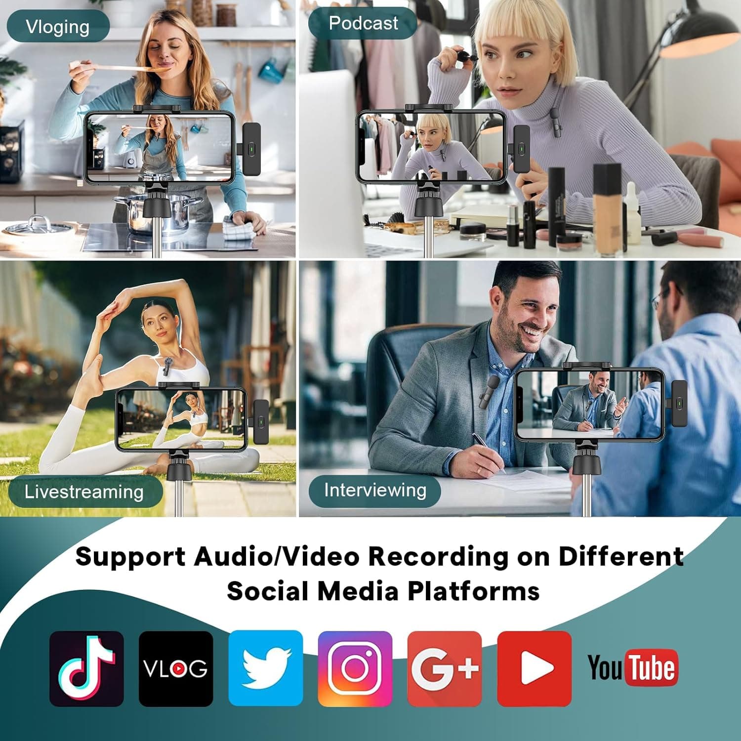 MAYBESTA Wireless Mini Microphone for iPhone, Android Phone - Bluetooth Lavalier Lapel Mic for Audio Video Recording - Clip on Content Creator Microphones for YouTube Tiktok Podcast Vlogging All iPhones & Androids (USB-C + Lightning) - Image 10