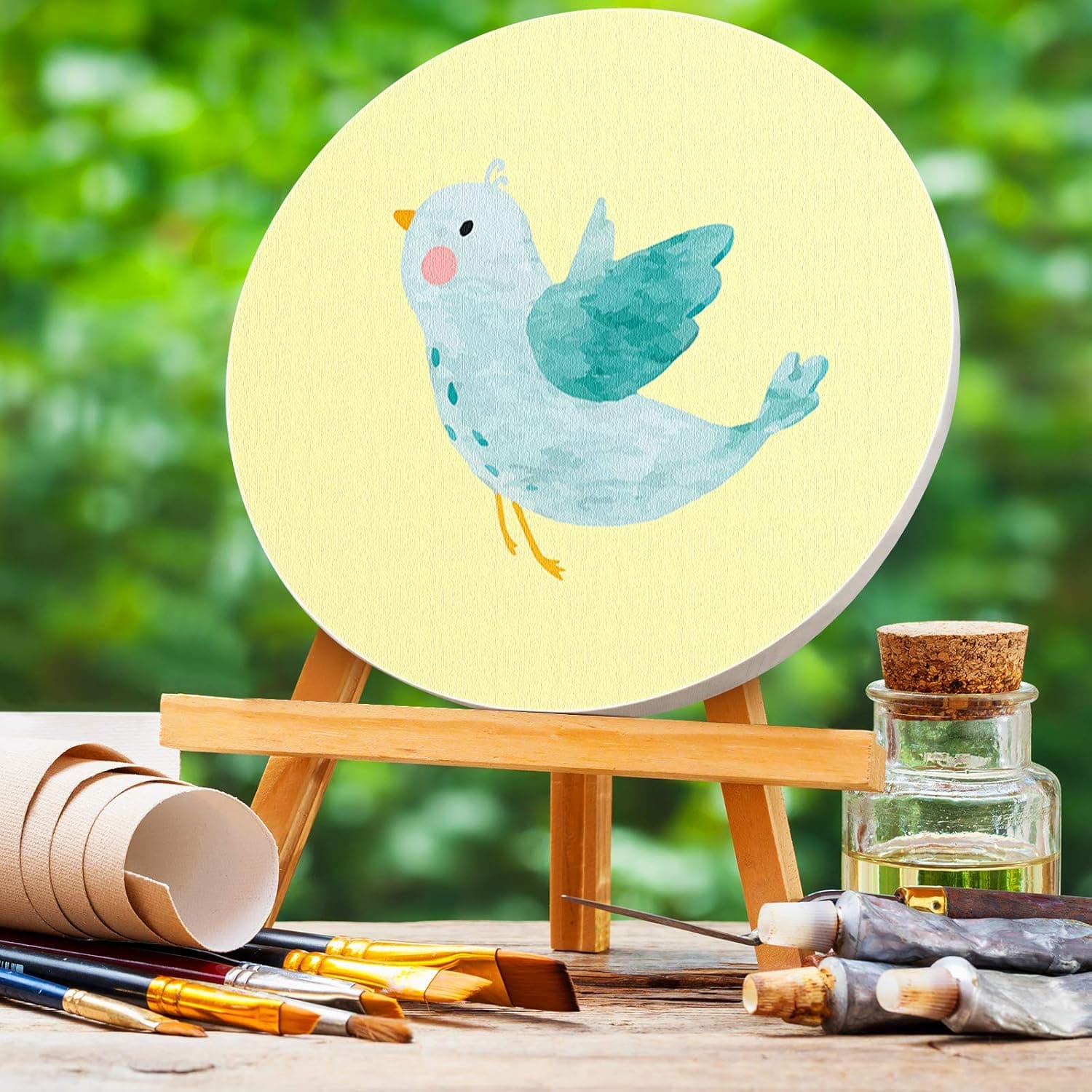 6 Pieces Round Painting Canvas Blank Round Shaped Paint Board Canvas Stretched Primed Decoration Boards for Painting for Students Artist Hobby Painters Beginners - Image 4