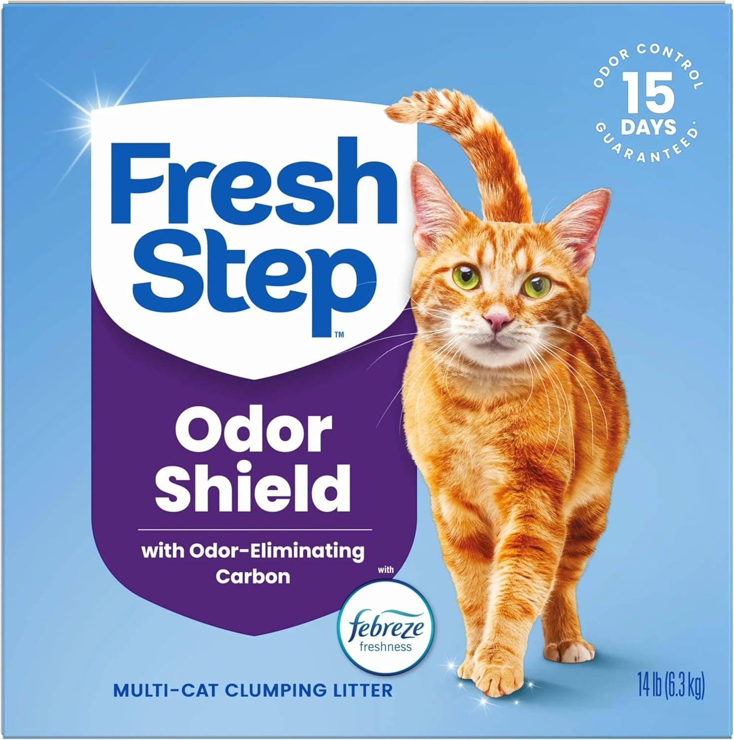 Fresh Step Clumping Cat Litter, Multi-Cat, Long Lasting Odor Control Kitty Litter with Activated Charcoal, Low Dust Formula, 14 lb Febreze Freshness 14 lb - Image 11