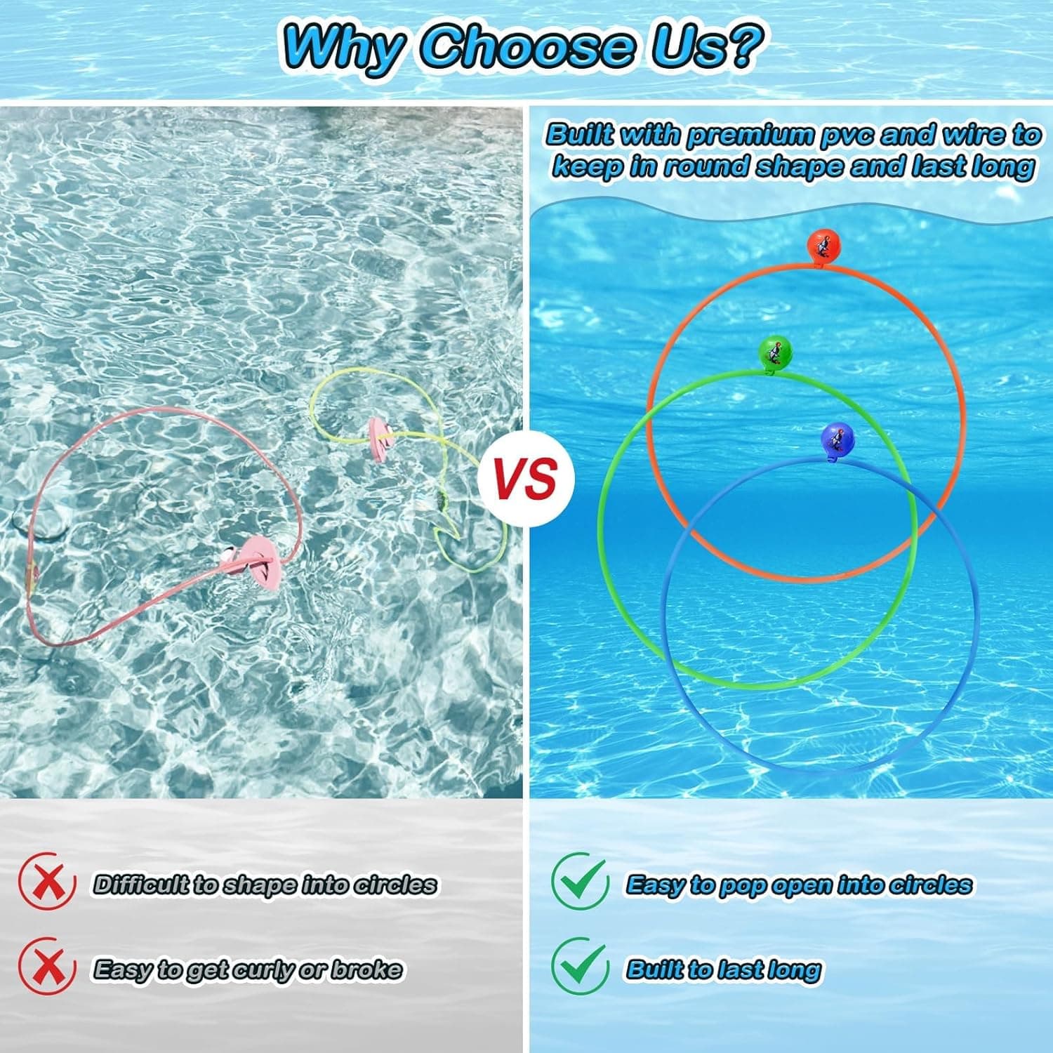 Jasonwell Pool Toys Diving Rings - 28PCS Swim Thru Rings Pool Game Diving Toys with Dive Ring Underwater Treasures Torpedo Bandits Fish Toy Fun Water Swimming Toy for Boys Girls Kids Teens Adults Green&orange&blue - Image 3