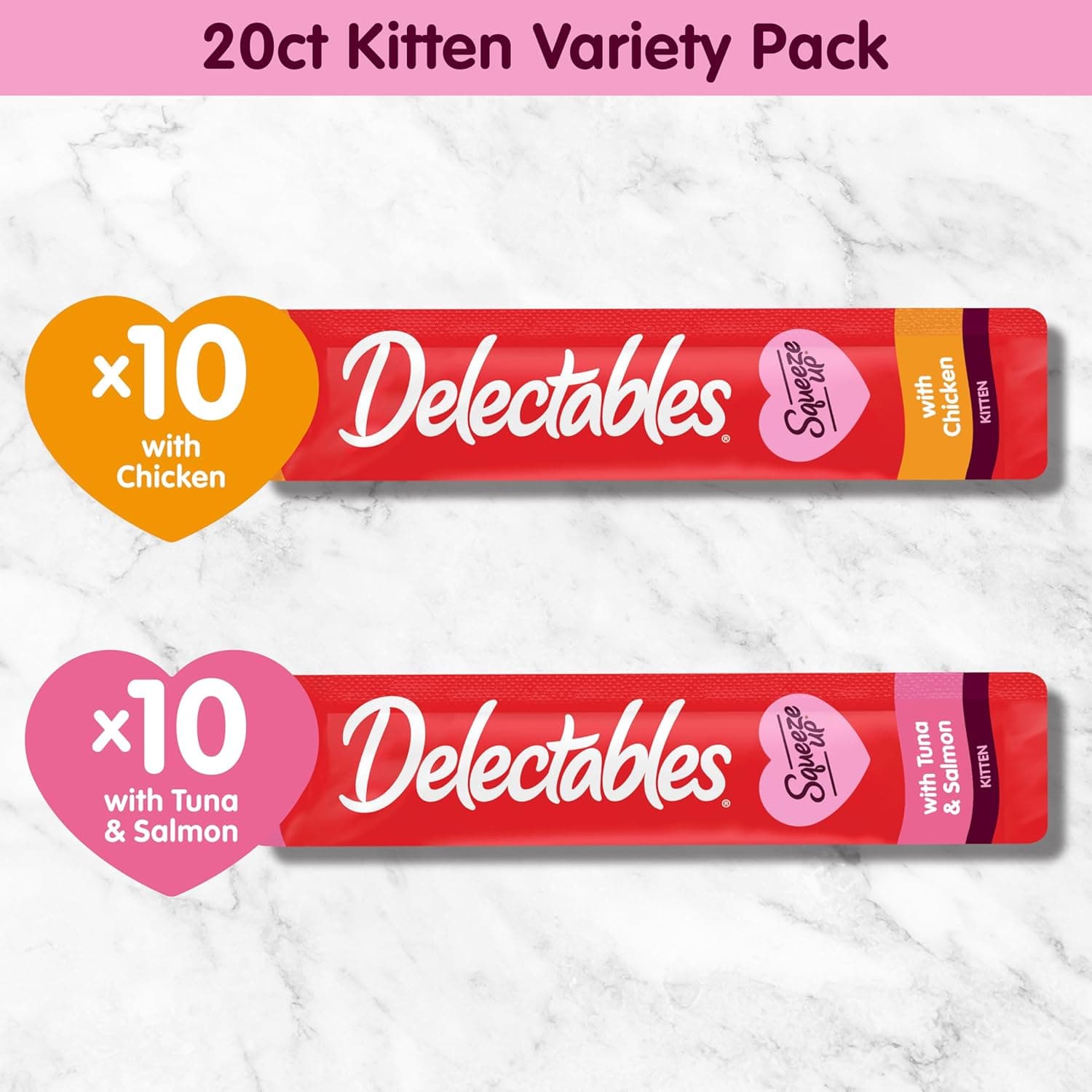 Delectables Squeeze Up Kitten Variety Pack, Creamy Squeezable Puree, Lickable Wet Cat Treats, Grain Free, No Added Fillers, No by-Products, No Added Preservatives, 0.5 Ounces Tube, 20 Tubes Total Variety 0.5 Ounce (Pack of 20) - Image 8