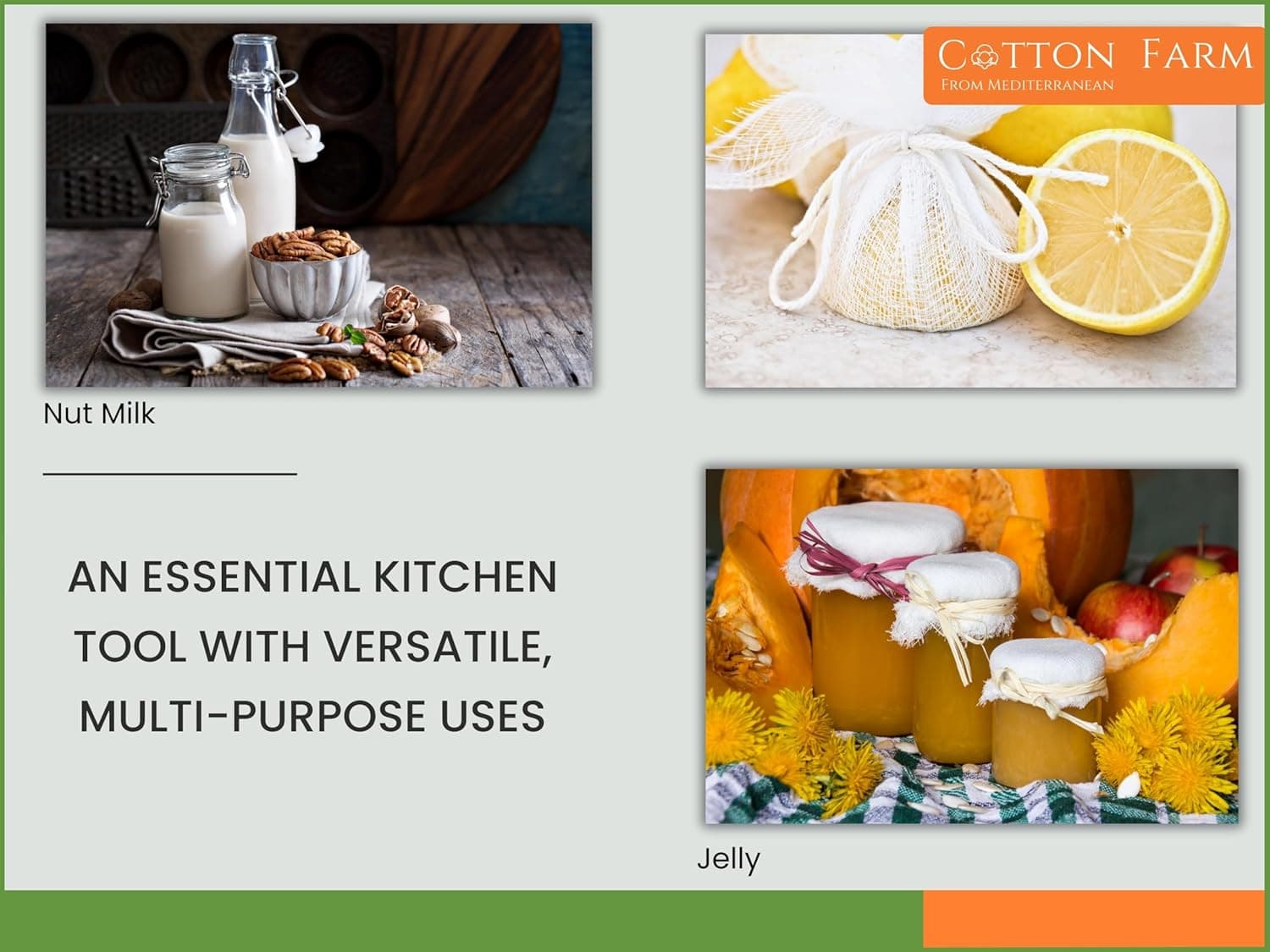 Cotton Farm Grade 100 XL Cheese Cloths - Straining & More; 36x36 Inch; 100% Unbleached Cotton Cheesecloth; Reusable with Hemmed 2 Edges; Ultra-Dense (the finest) Butter Muslin - Image 6