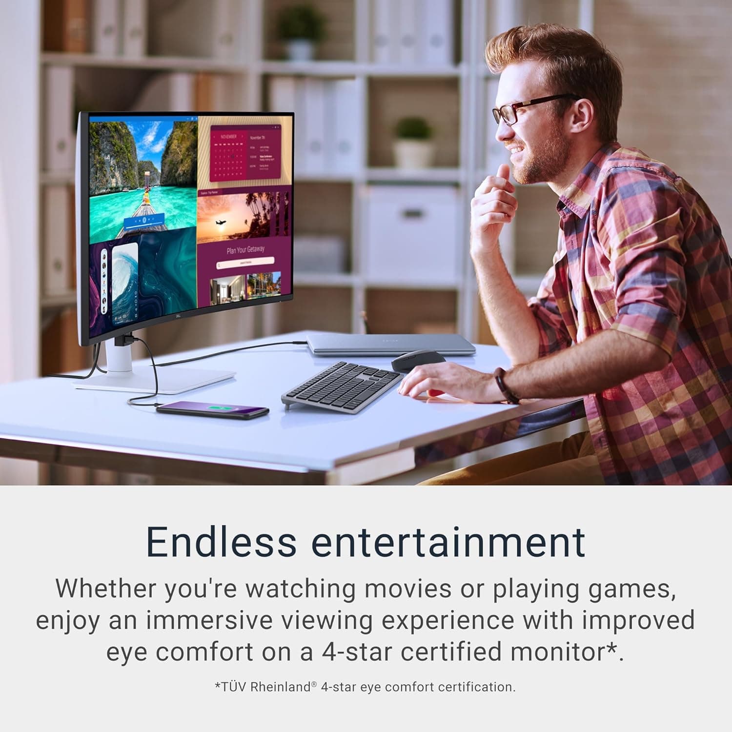 Dell 34 Plus USB-C Curved Monitor - S3425DW - 34-inch (3440 x 1440) up to 120 Hz 21:9 Display, VA Panel, AMD FreeSync Premium, 99% sRGB, 95% DCI-P3, Integrated Speakers, 3000:1 Contrast Ratio 34 Inches S3425DW USB-C - Image 3