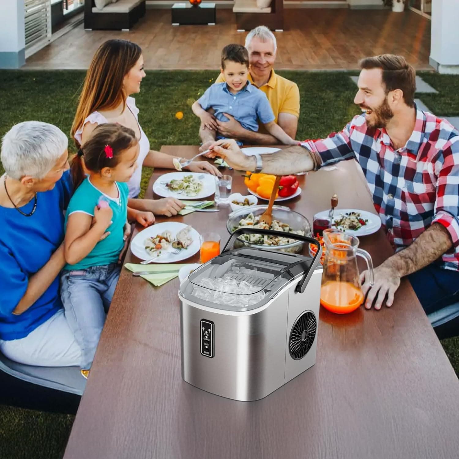 EUHOMY Ice Maker Countertop, 9 Cubes Ready in 6 Mins, 26lbs/24H, Self-Cleaning, Portable Ice Maker Machine with Carry Handle, Basket and Scoop, 2 Sizes of Bullet Ice for Home, Kitchen, Office - Image 10