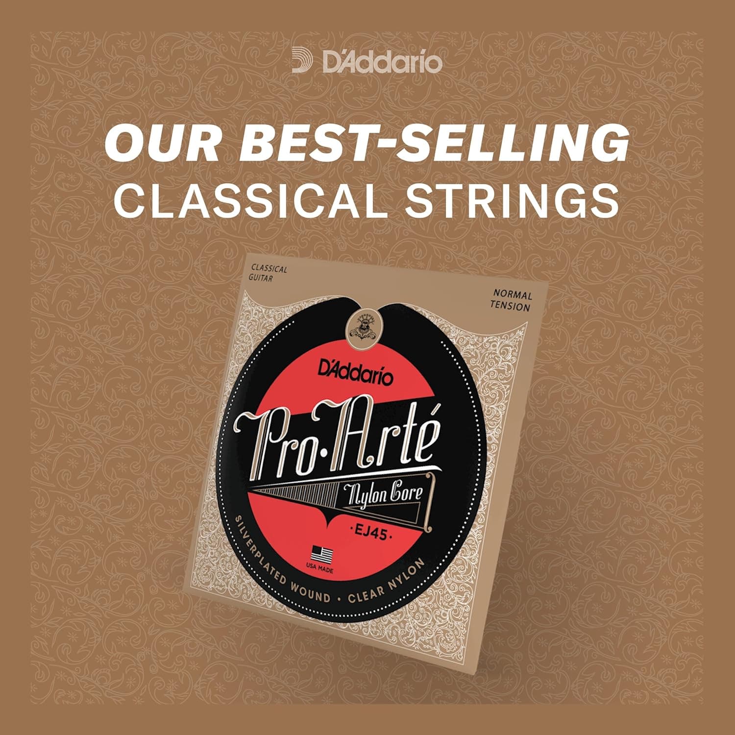 D'Addario Pro Arté Nylon Classical Guitar Strings, EJ45, Normal Tension, 6-String Set, Pack of 1 Normal Tension 1-Pack - Image 4