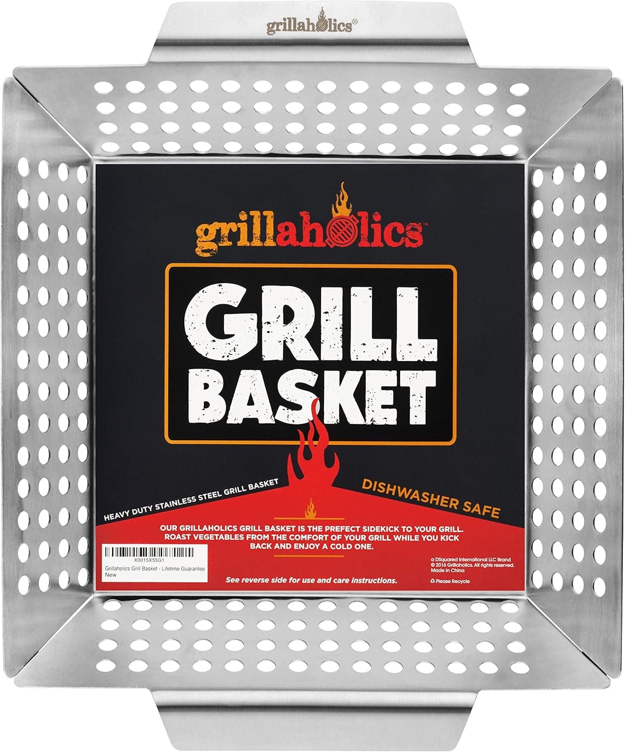 Grillaholics Vegetable Grill Basket for Outdoor Grill - Extra Large, Heavy-Duty Stainless Steel Veggie Grilling Basket with Handles - Image 2