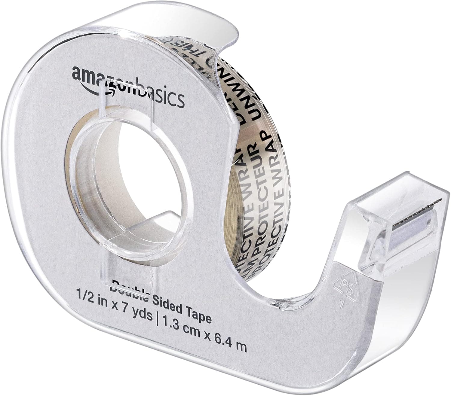 Amazon Basics Double Sided Refillable Permanent Tape with Dispenser, Narrow Width, 1/2 x 252 inches, 3-Pack, Translucence - Image 2