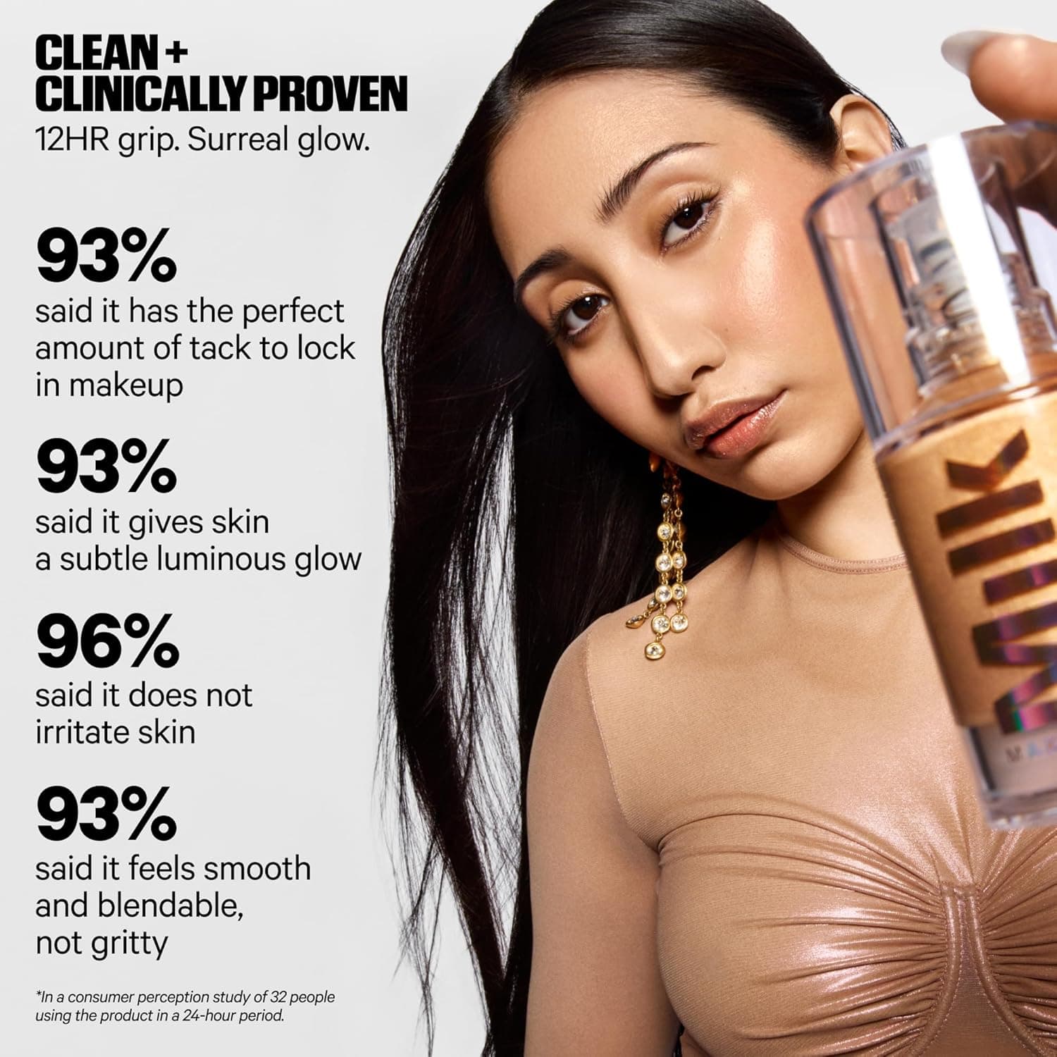 Milk Makeup Hydro Grip + Glow Primer with Hyaluronic Acid – Illuminating Face Primer Grips Makeup for Up to 12 Hours – Silicone-Free, Hydrating Formula with Radiant, Golden Finish – 1 oz - Image 4