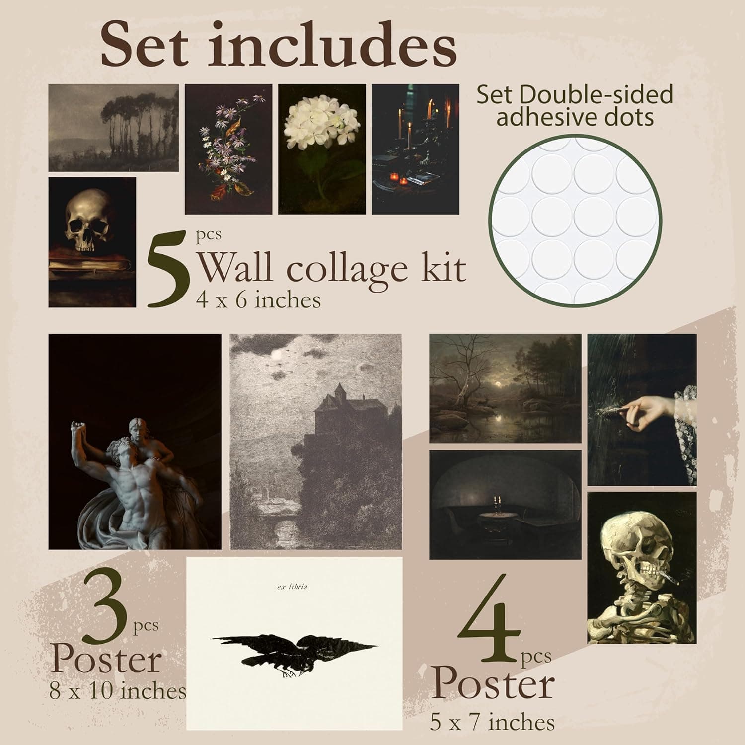 97 Decor Dark Academia Decor For Bedroom - Gothic Home Decor Aesthetic, Moody Dark Academia Wall Art, Vintage Halloween Posters For Room Aesthetic, Spooky Gothic Pictures Goth Decorations (UNFRAMED) Dark Academia UNFRAMED - Image 3