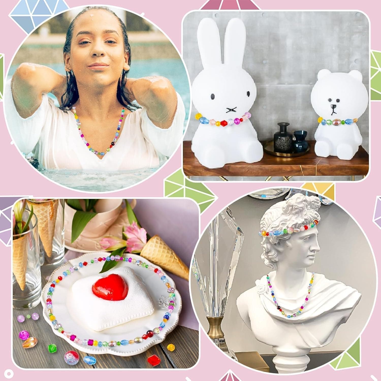 OuMuaMua 636pcs Glass Beads for Jewelry Making, Loose Sparkly Beads Hole Drilled DIY for Bracelets Craft Earrings Making, Colorful Rainbow Crystal Beads Colorful Rainbow Crystal Beads 636pcs - Image 9