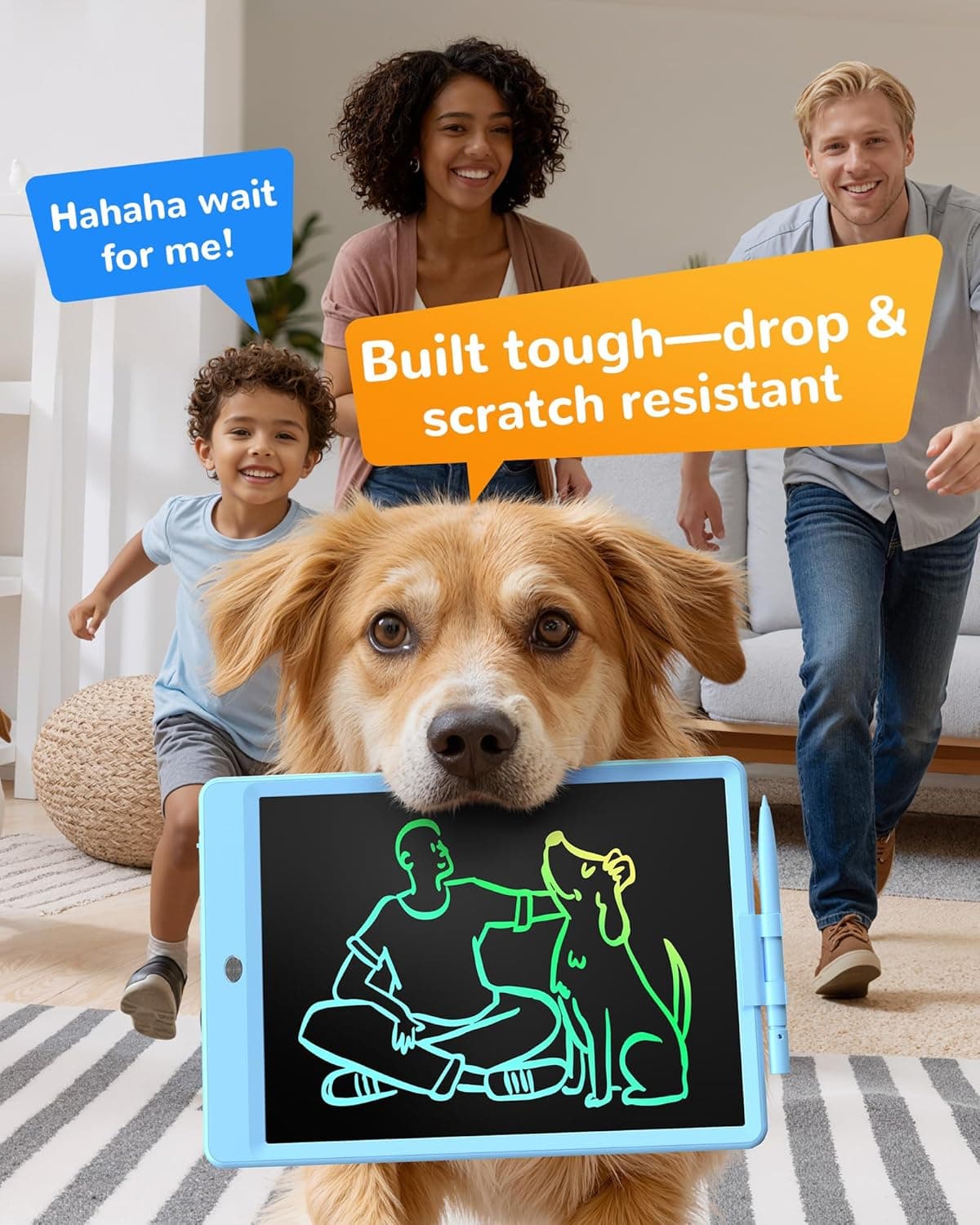 Tablette d'écriture LCD KOKODI, Cadeaux pour garçons et filles de 3 ans, Tableau de dessin coloré de 10 pouces, Tablettes de dessin électroniques effaçables et réutilisables, Jouets éducatifs et d'apprentissage pour enfants Bleue 10in - Image 9