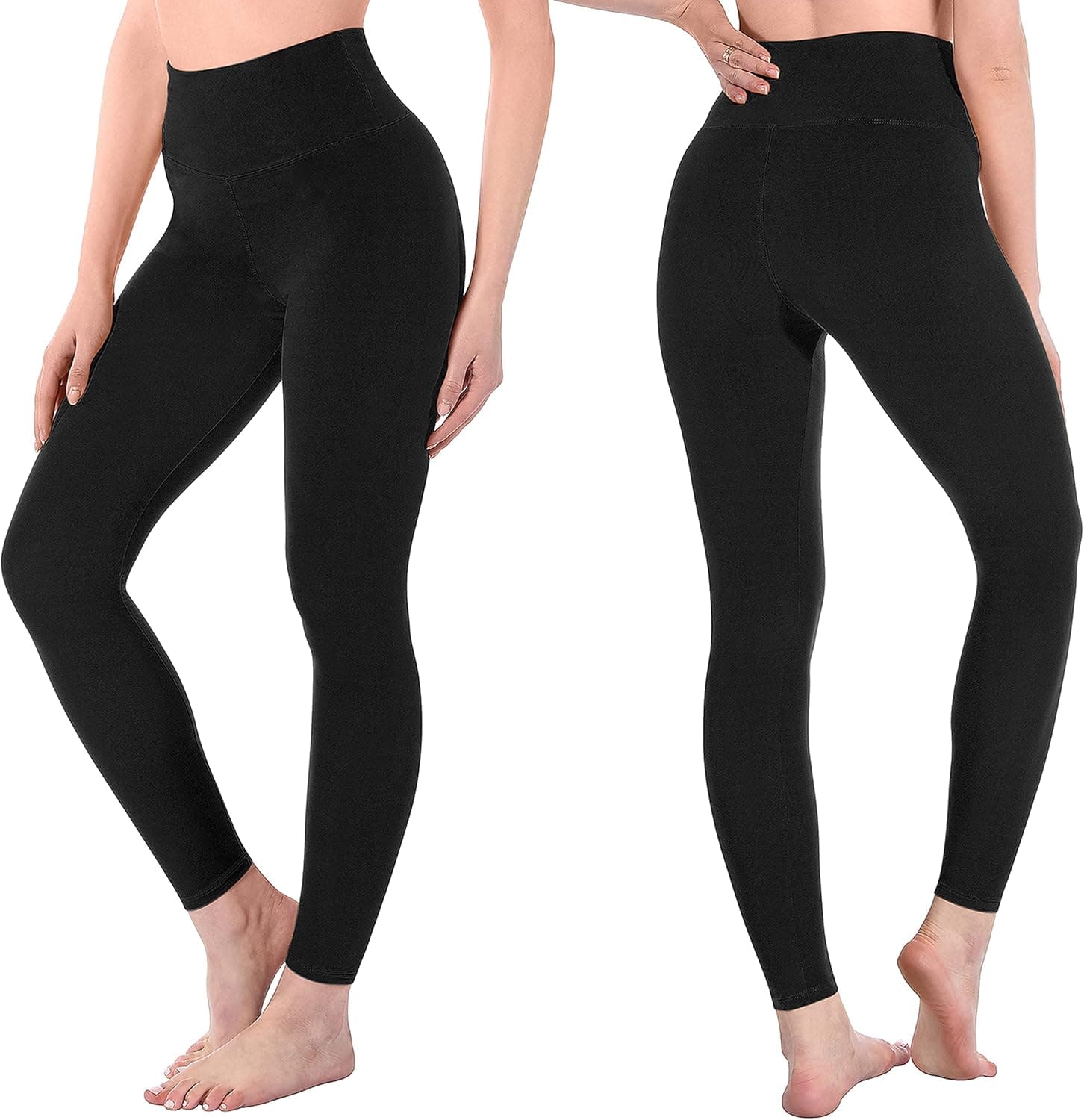 SINOPHANT High Waisted Leggings for Women - Full Length Capri Buttery Soft Yoga Pants for Workout Athletic Full Length Large-X-Large Black - Image 3
