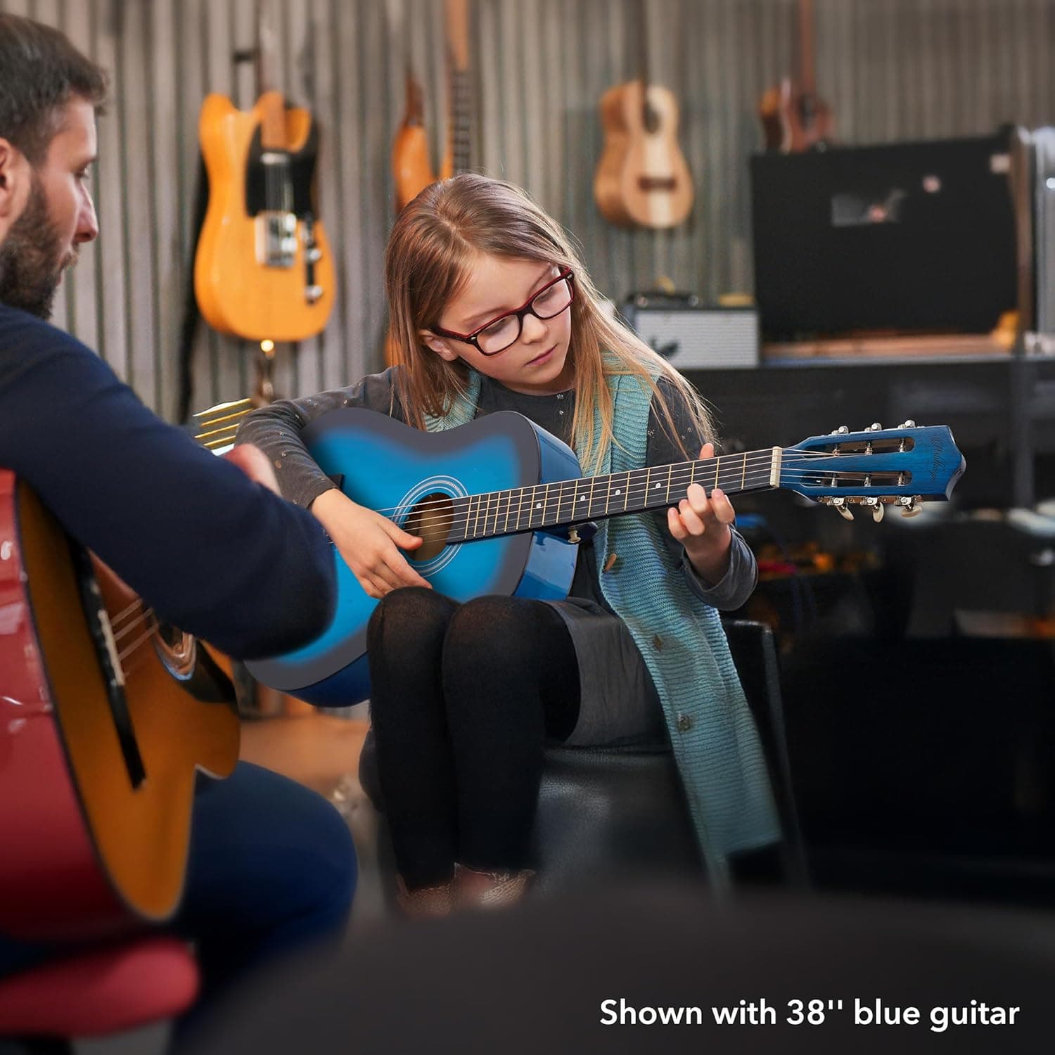 Ashthorpe 38-inch Beginner Acoustic Guitar Package (Black), Basic Starter Kit w/Gig Bag, Strings, Strap, Tuner, Pitch Pipe, Picks 38 Inch Black - Image 8