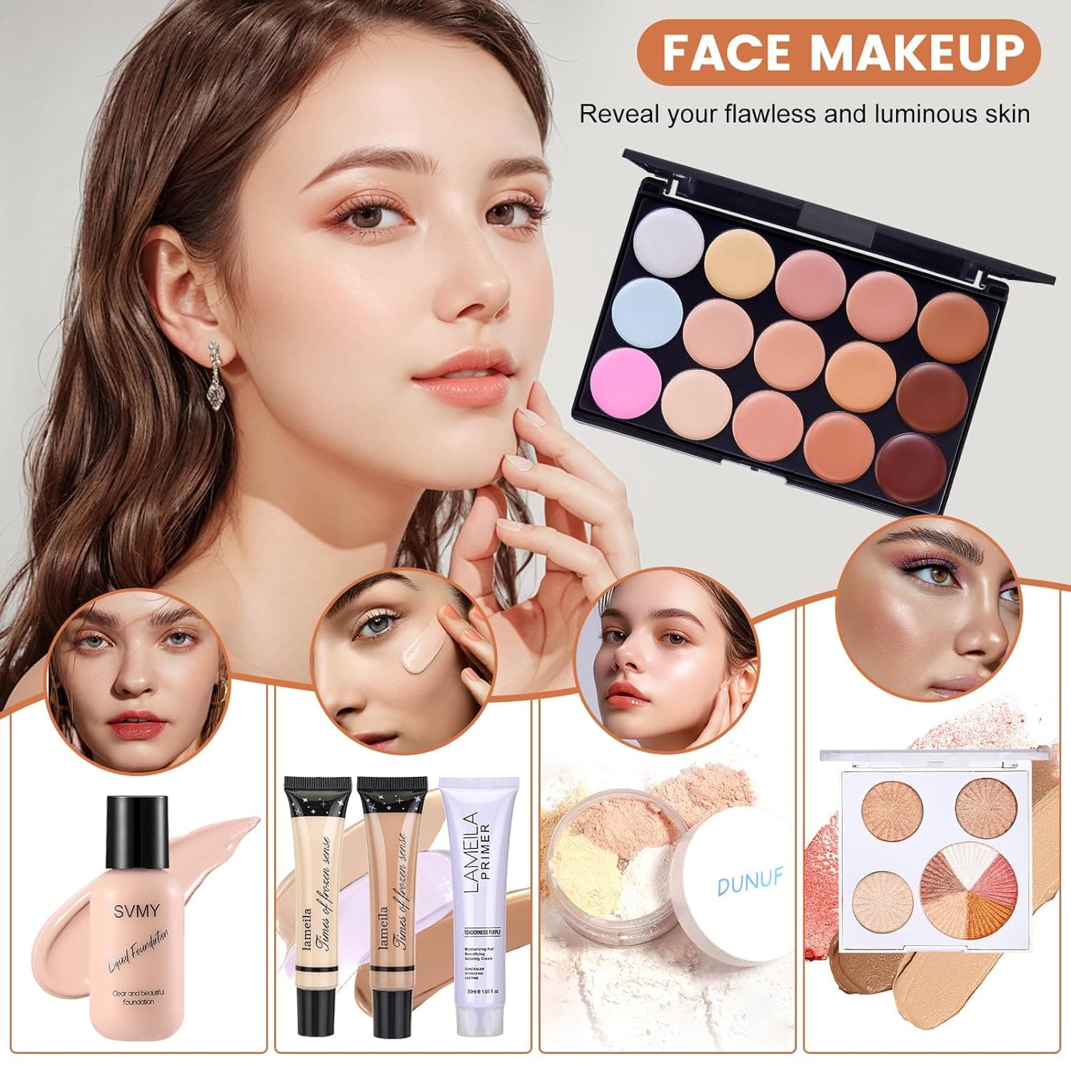 All in One Makeup Kit, Makeup Kit for Women Full Kit, Make Up Gift Set for Women, Makeup Essential Bundle Includes Foundation Eyeshadow Palette Concealer Lipstick Eyeliner Mascara Cosmetic Brush Set - Image 4