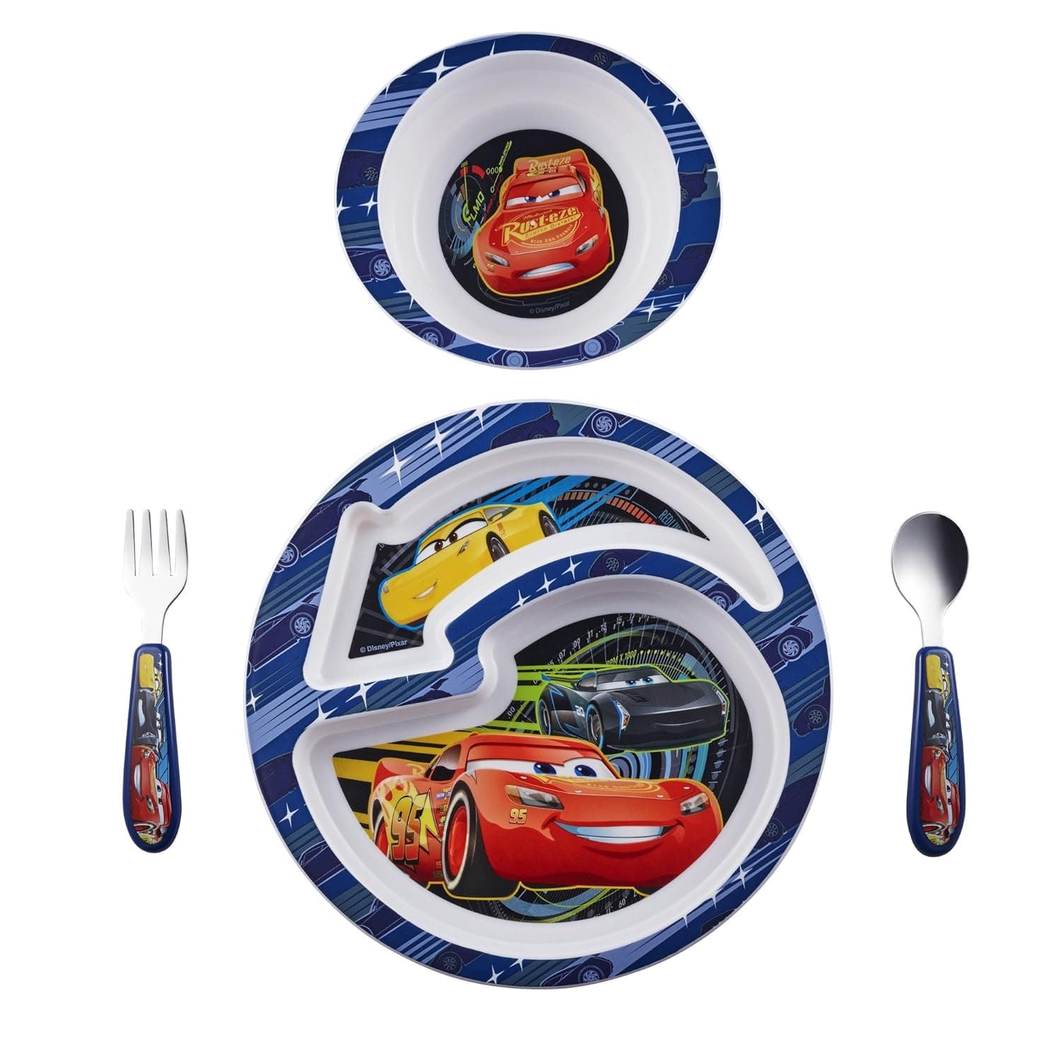 The First Years Disney/Pixar Cars Dinnerware Set - Toddler Plates and Toddler Utensils - 4 Count 4 Piece Set Disney/Pixar Cars - Image 2