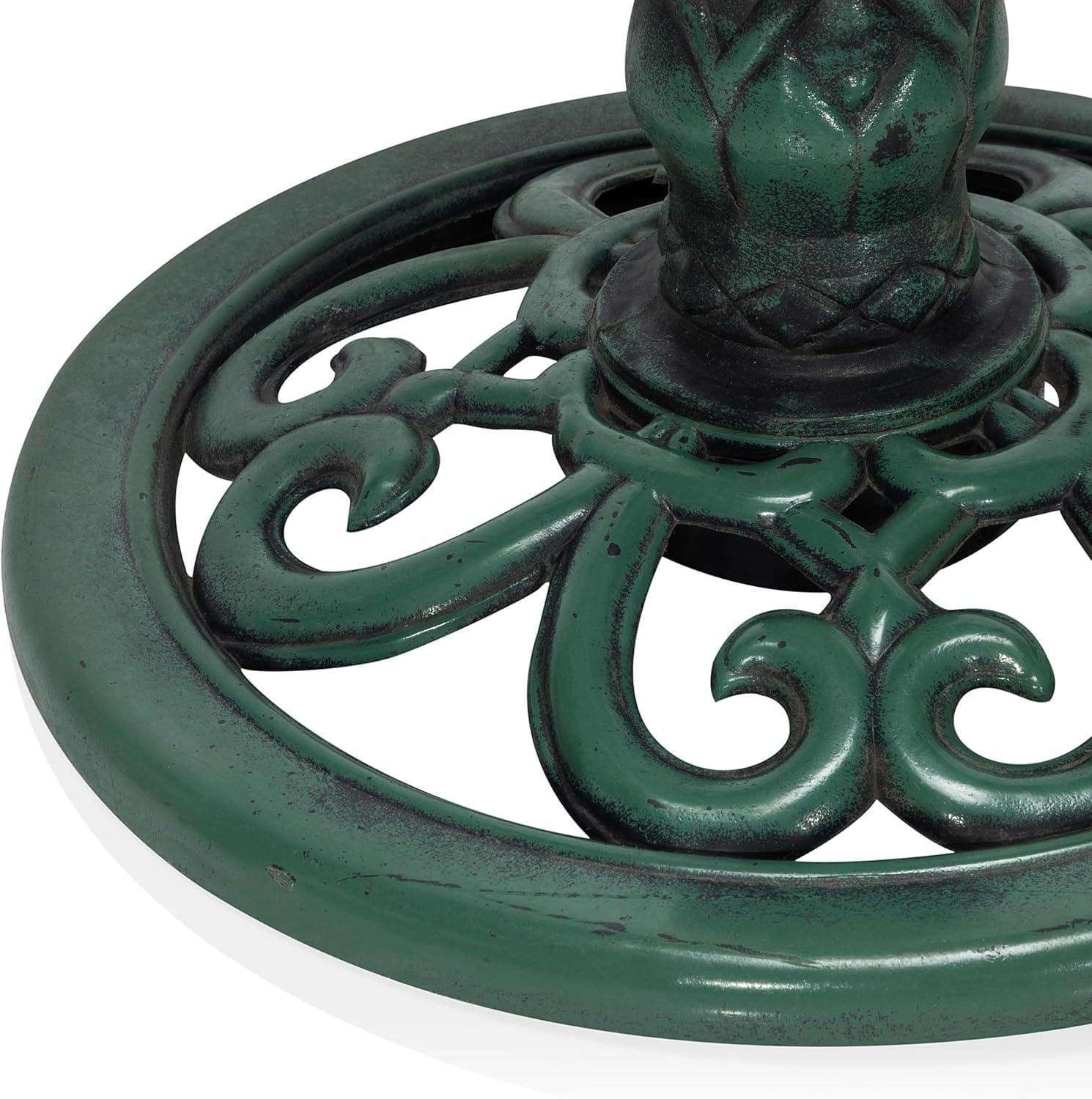 Alpine Corporation 31" Tall Outdoor Antique Flower Birdbath with Bird Decoration Yard Statue, Durable Polypropylene Construction for Patio, Deck, or Yard, Green - Image 11